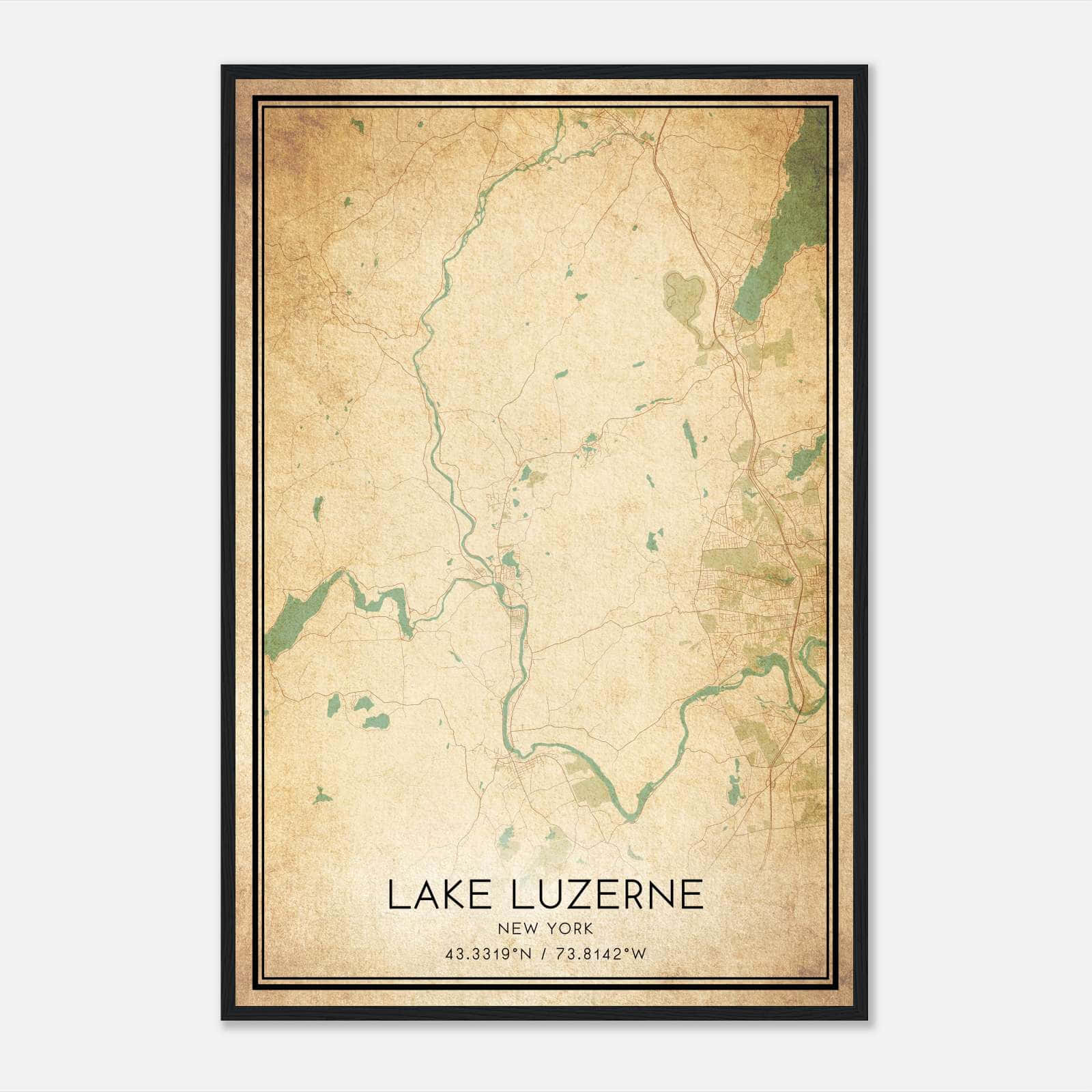 Vintage Lake Luzerne New York Map Poster, Lake Luzerne NY City Road Wall Art Print Vintage Lake Luzerne New York Map Poster, Lake Luzerne NY City Road Wall Art Print