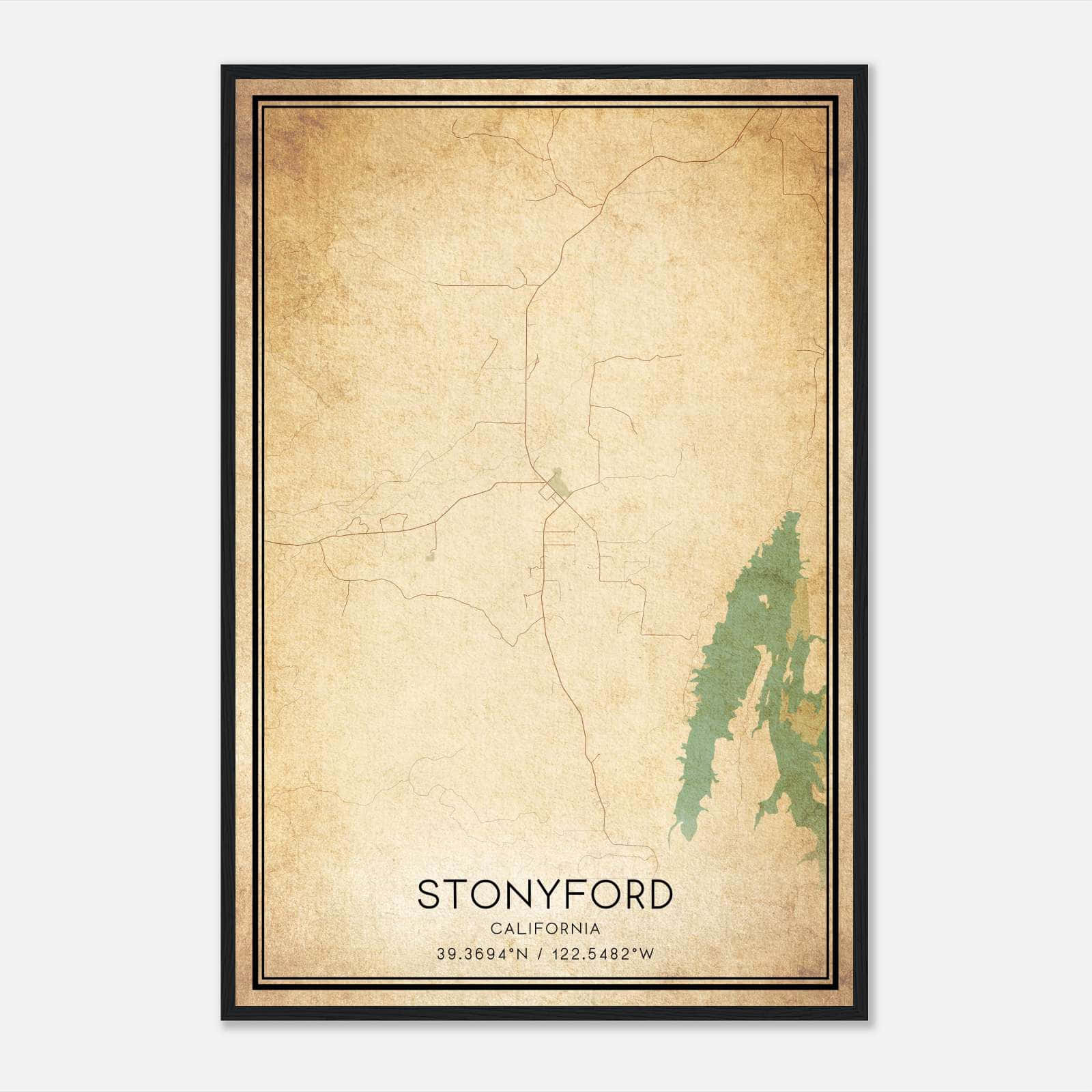 Vintage Stonyford California Map Poster, Stonyford CA City Road Wall Art Print Vintage Stonyford California Map Poster, Stonyford CA City Road Wall Art Print