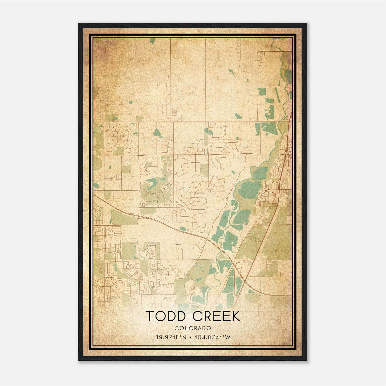Vintage Todd Creek Colorado Map Poster, Todd Creek CO City Road Wall Art Print Vintage Todd Creek Colorado Map Poster, Todd Creek CO City Road Wall Art Print
