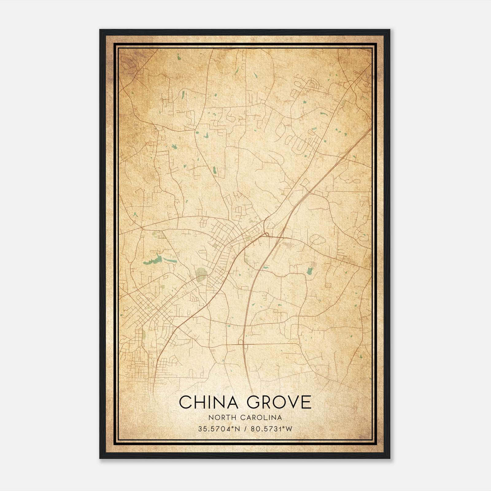 Vintage China Grove North Carolina Map Poster, China Grove NC City Road Wall Art Print Vintage China Grove North Carolina Map Poster, China Grove NC City Road Wall Art Print
