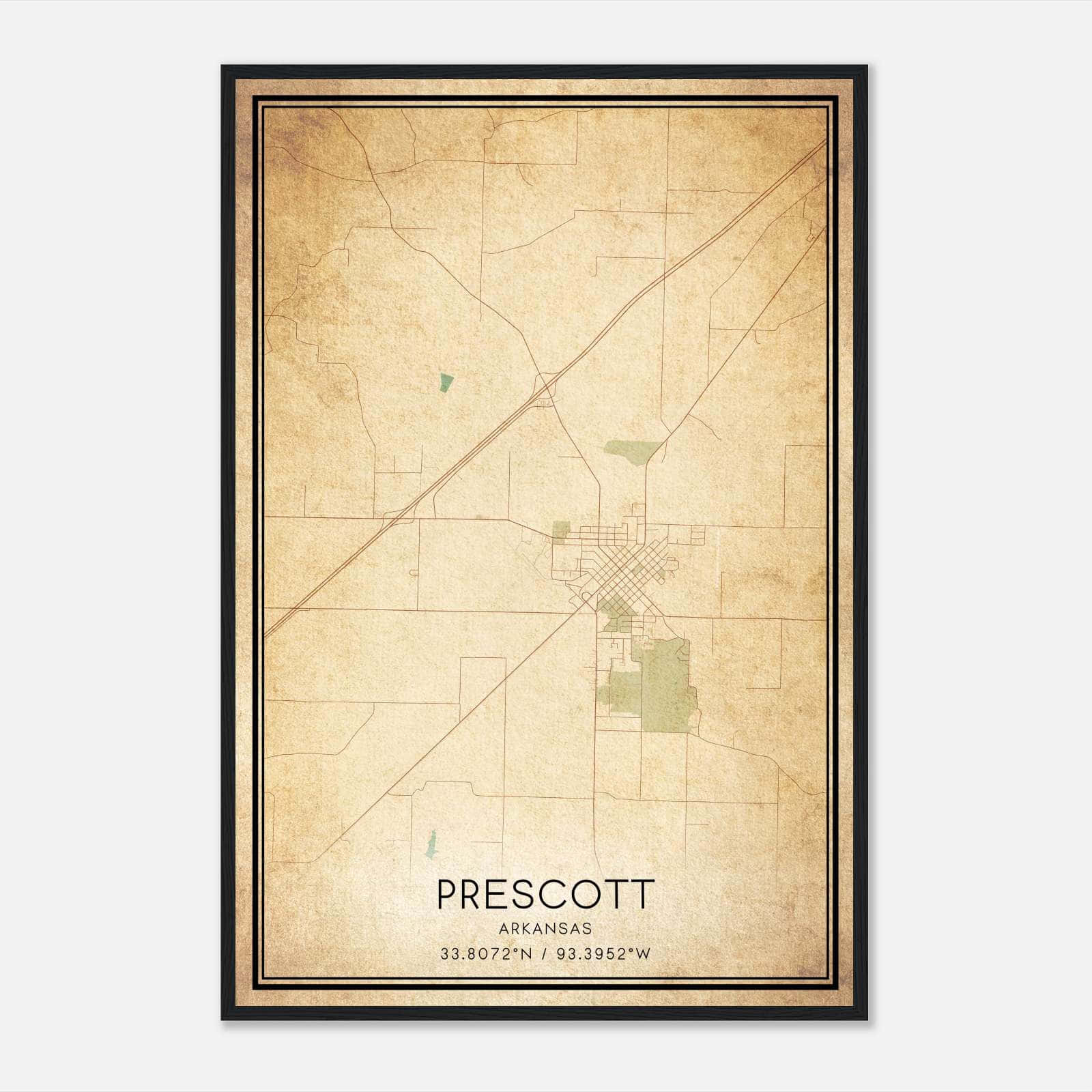 Vintage Prescott Arkansas Map Poster, Prescott AR City Road Wall Art Print Vintage Prescott Arkansas Map Poster, Prescott AR City Road Wall Art Print