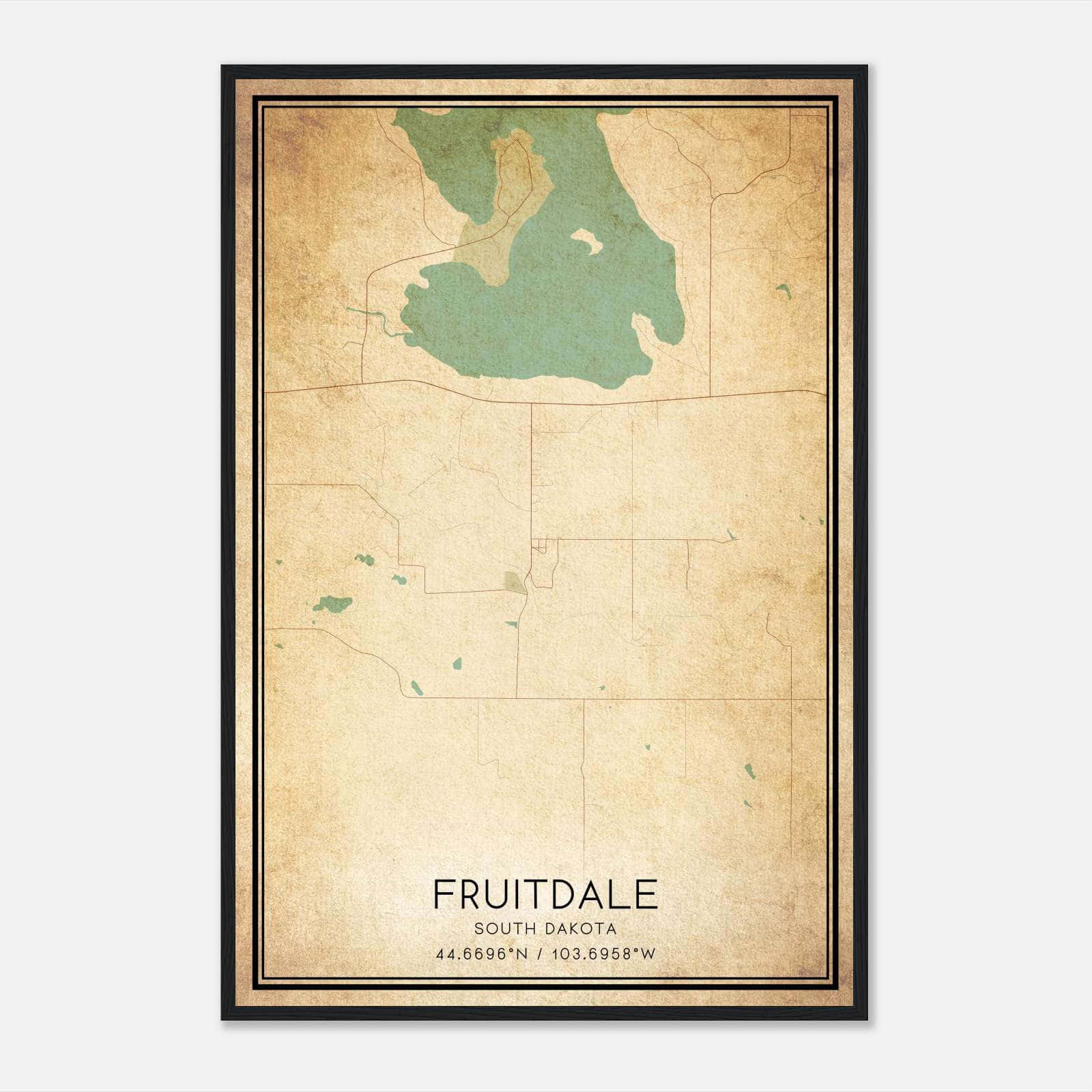 Vintage Fruitdale South Dakota Map Poster, Fruitdale SD City Road Wall Art Print Vintage Fruitdale South Dakota Map Poster, Fruitdale SD City Road Wall Art Print