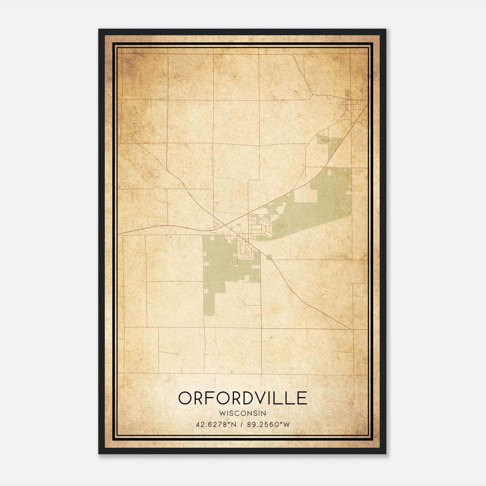 Vintage Orfordville Wisconsin Map Poster, Orfordville WI City Road Wall Art Print Vintage Orfordville Wisconsin Map Poster, Orfordville WI City Road Wall Art Print