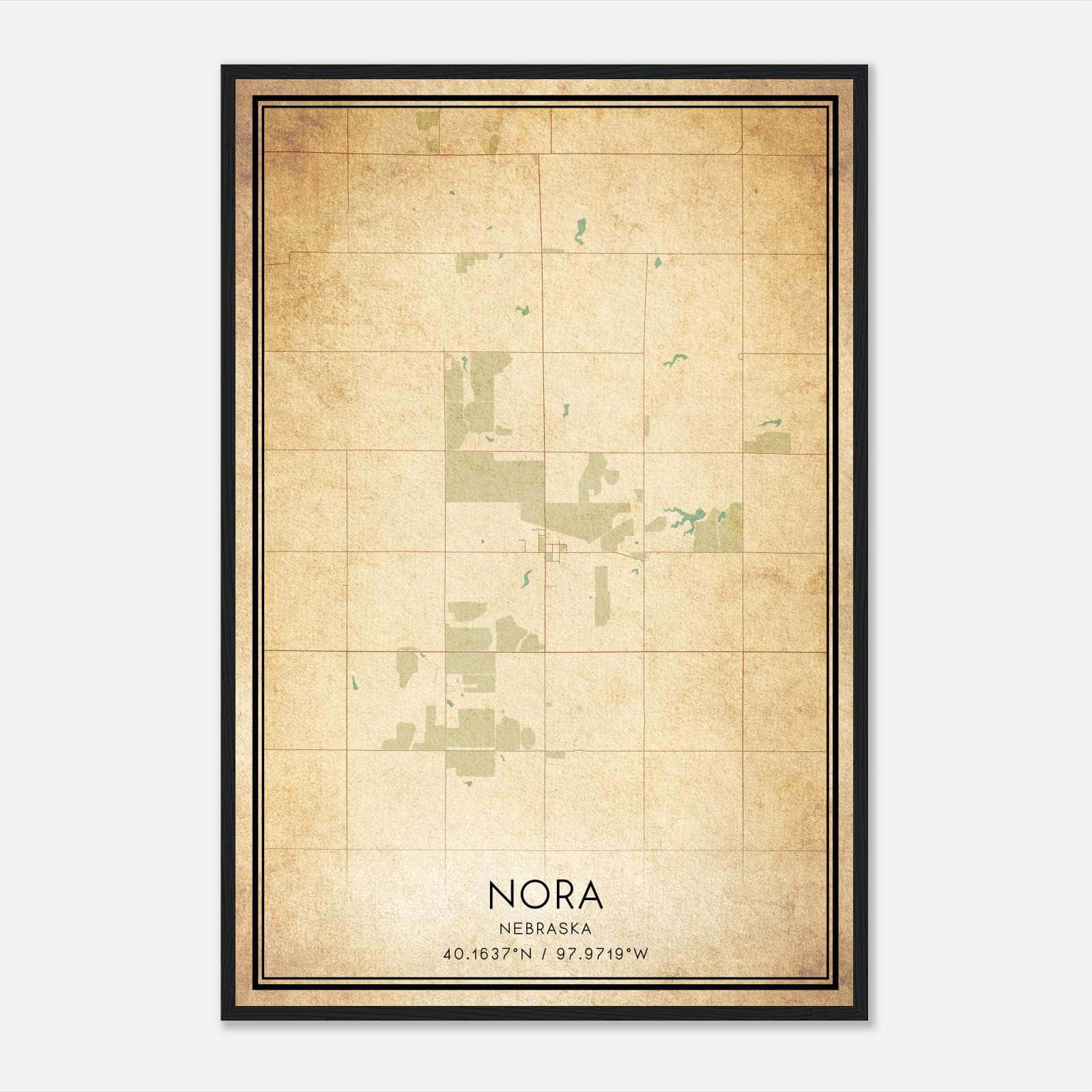 Vintage Nora Nebraska Map Poster, Nora NE City Road Wall Art Print Vintage Nora Nebraska Map Poster, Nora NE City Road Wall Art Print