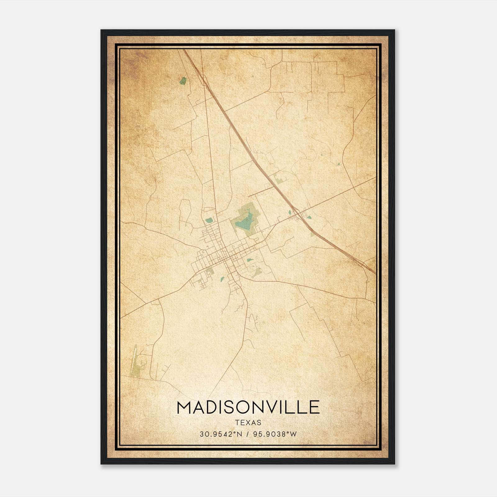 Vintage Madisonville Texas Map Poster, Madisonville TX City Road Wall Art Print Vintage Madisonville Texas Map Poster, Madisonville TX City Road Wall Art Print