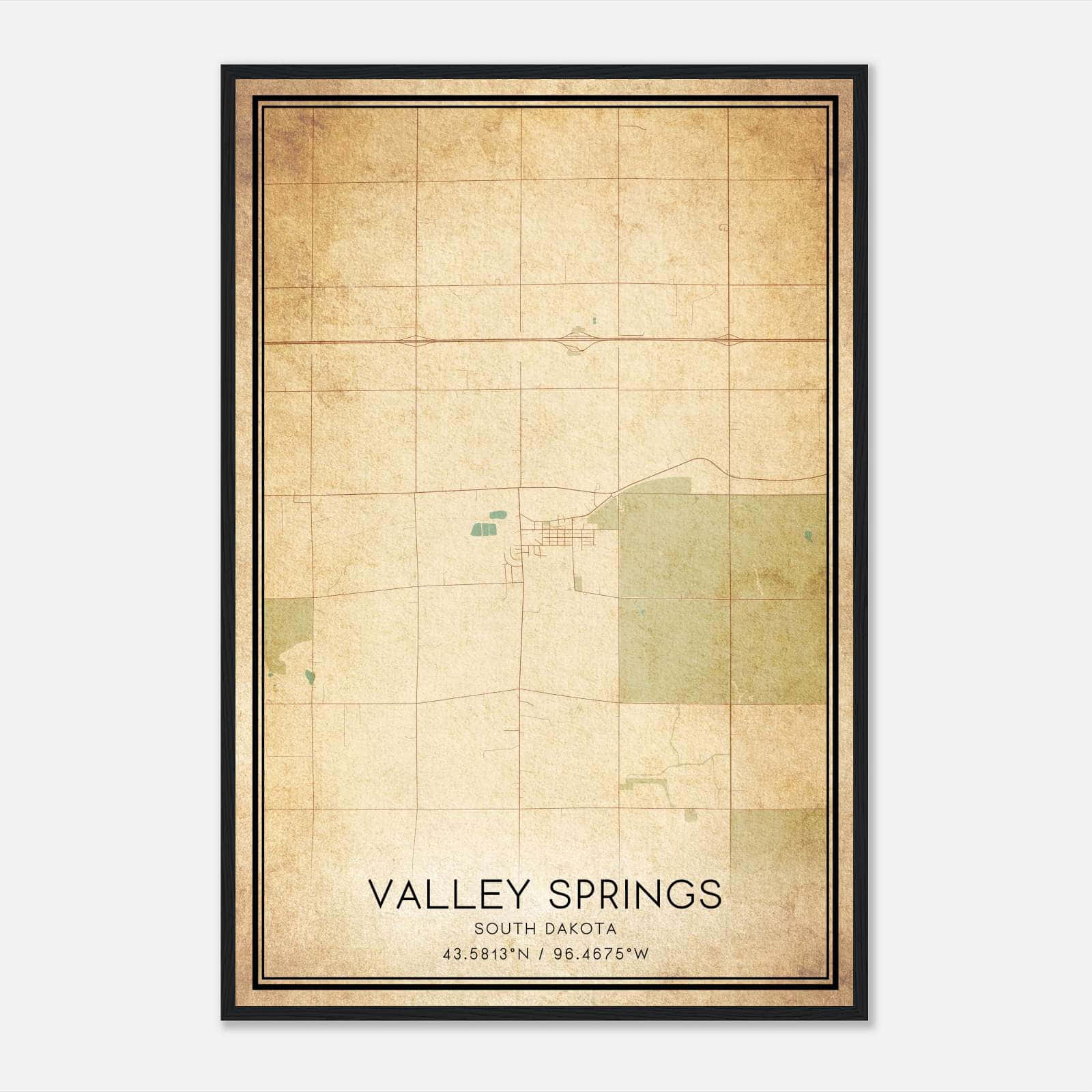 Vintage Valley Springs South Dakota Map Poster, Valley Springs SD City Road Wall Art Print Vintage Valley Springs South Dakota Map Poster, Valley Springs SD City Road Wall Art Print