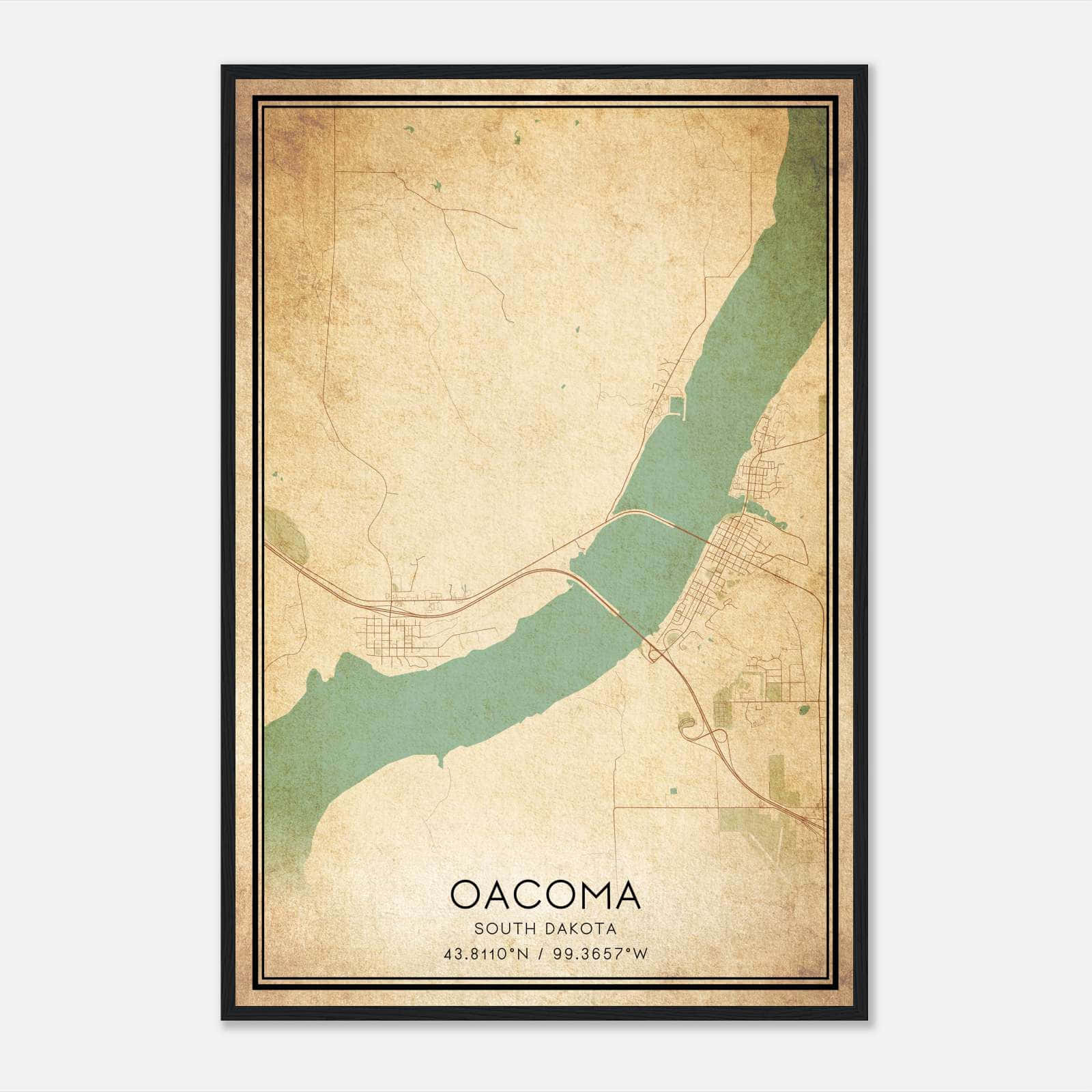 Vintage Oacoma South Dakota Map Poster, Oacoma SD City Road Wall Art Print Vintage Oacoma South Dakota Map Poster, Oacoma SD City Road Wall Art Print