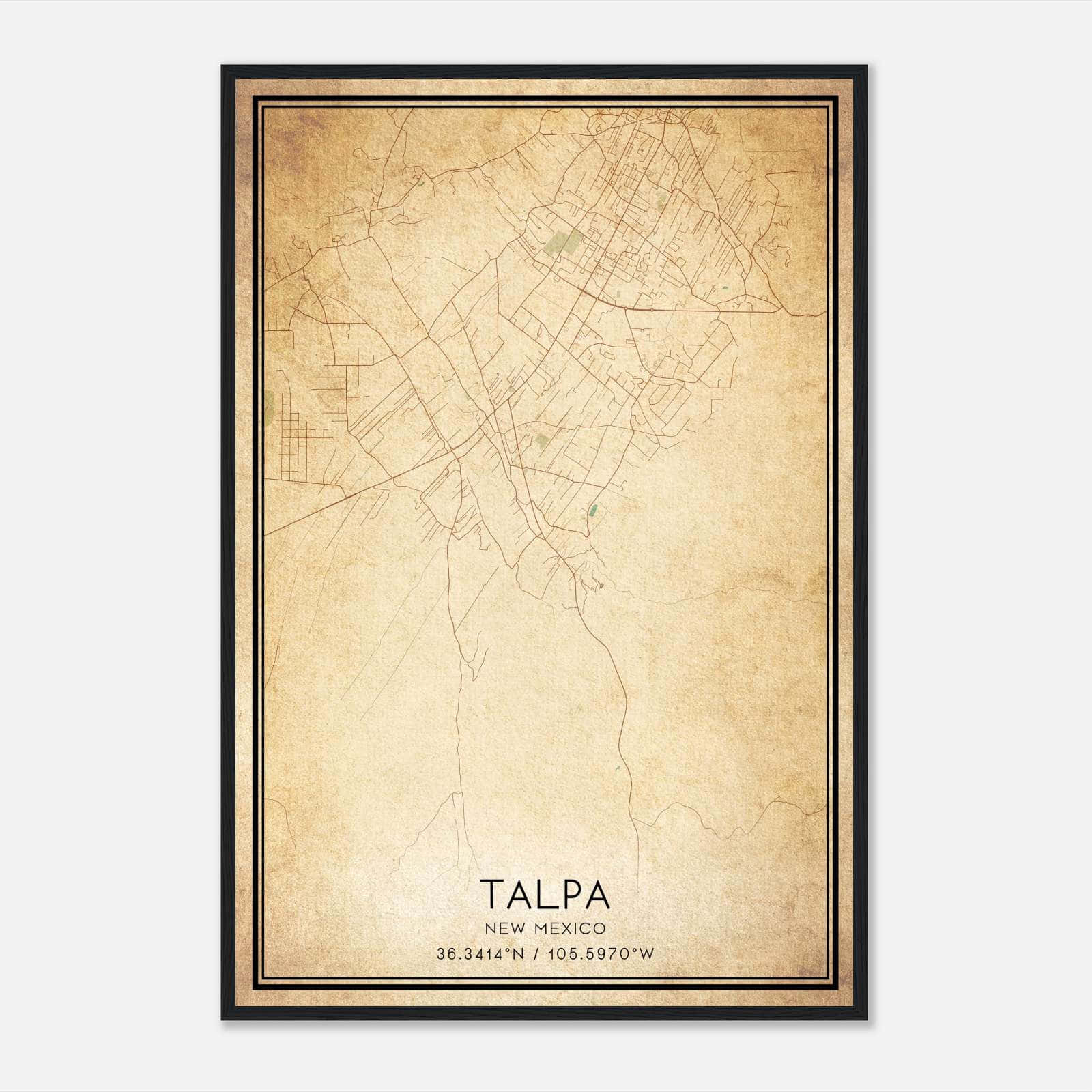 Vintage Talpa New Mexico Map Poster, Talpa NM City Road Wall Art Print Vintage Talpa New Mexico Map Poster, Talpa NM City Road Wall Art Print