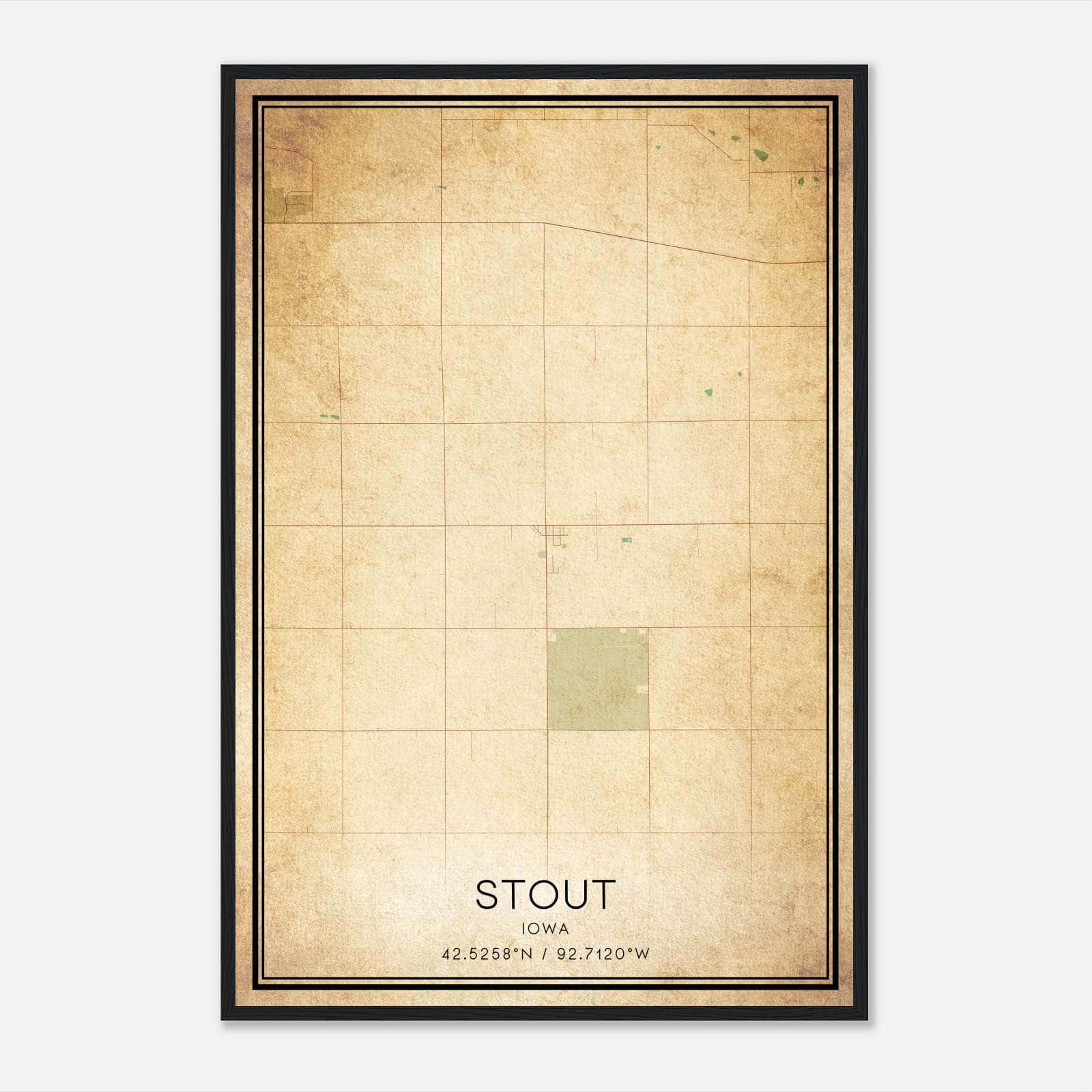Vintage Stout Iowa Map Poster, Stout IA City Road Wall Art Print Vintage Stout Iowa Map Poster, Stout IA City Road Wall Art Print
