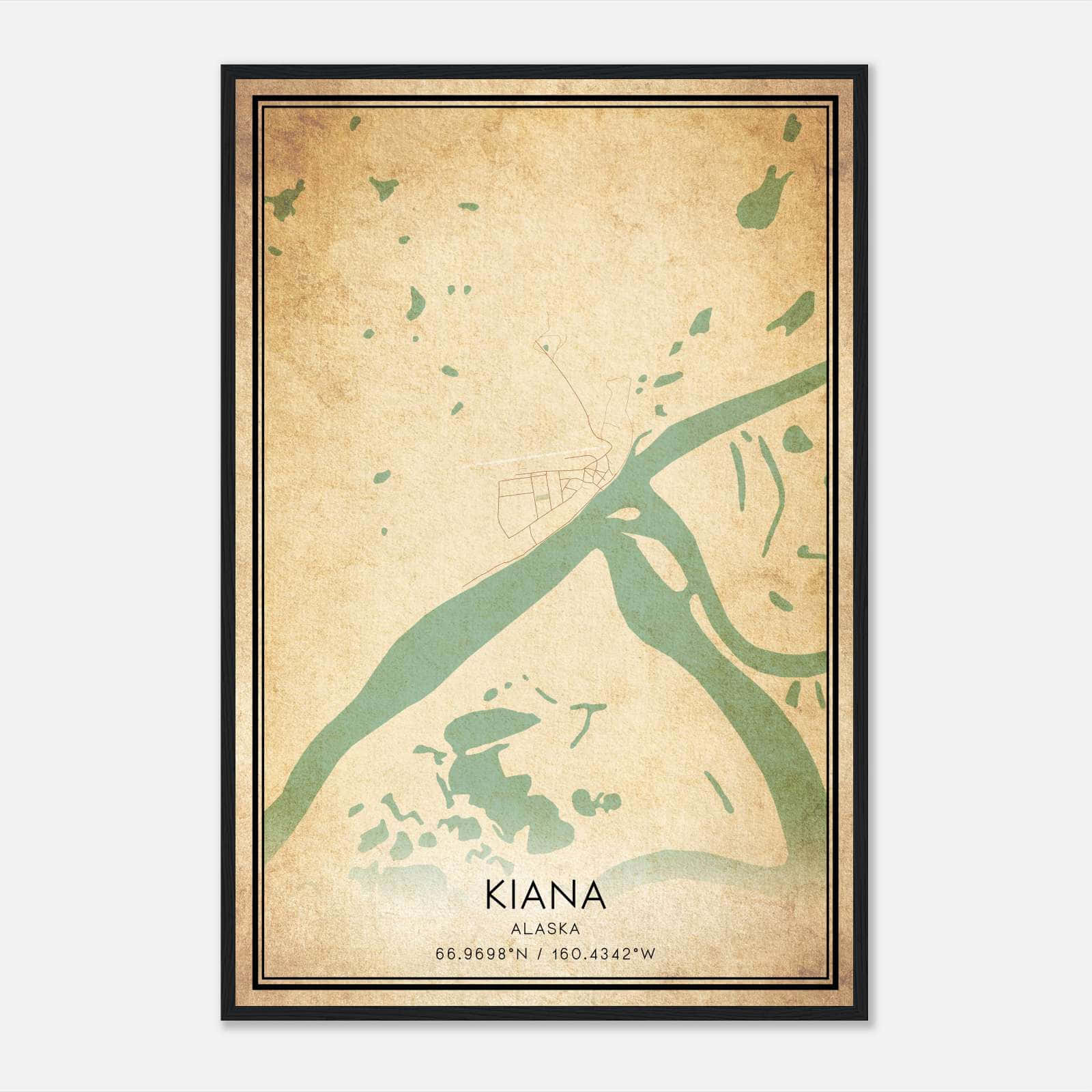 Vintage Kiana Alaska Map Poster, Kiana AK City Road Wall Art Print Vintage Kiana Alaska Map Poster, Kiana AK City Road Wall Art Print