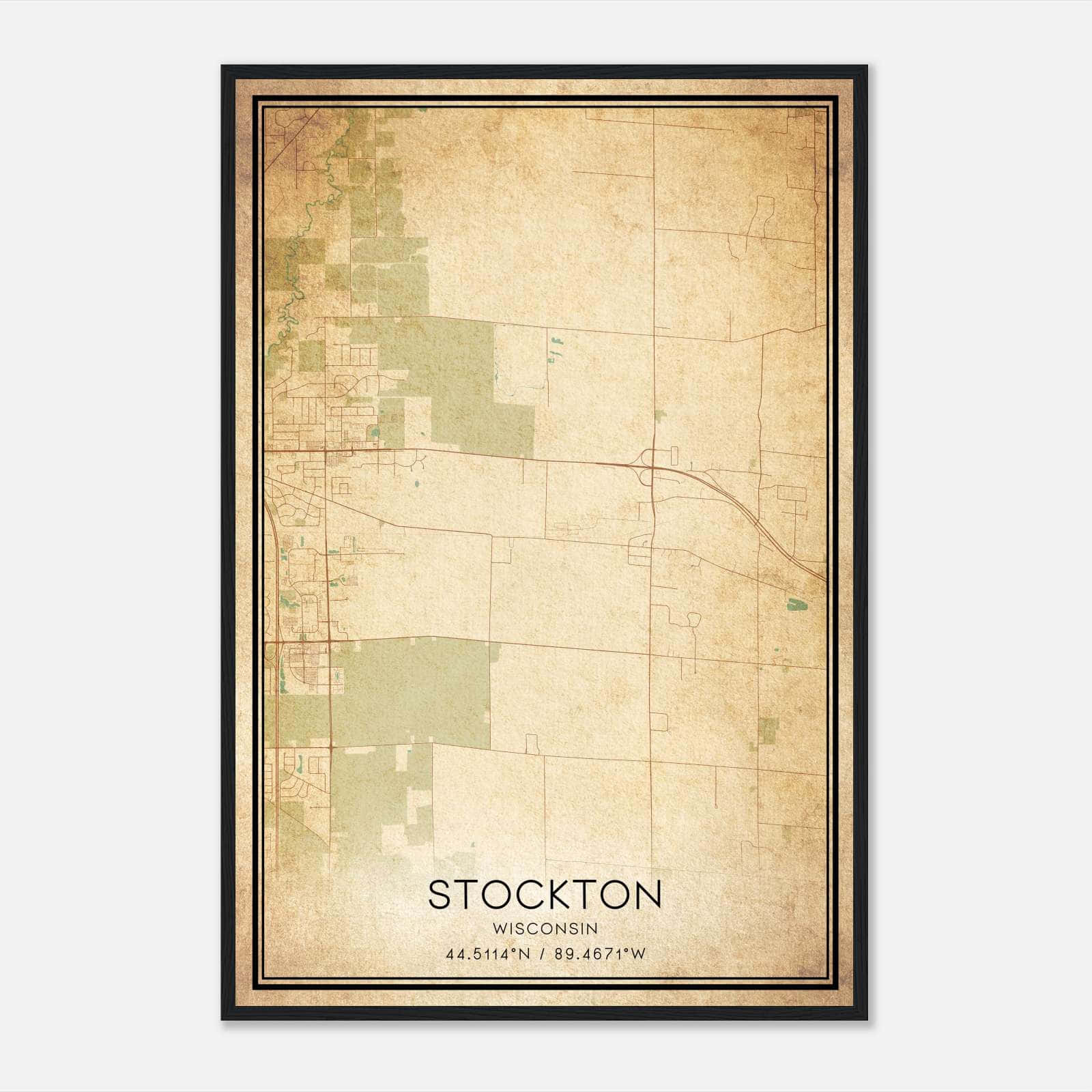 Vintage Stockton Wisconsin Map Poster, Stockton WI City Road Wall Art Print Vintage Stockton Wisconsin Map Poster, Stockton WI City Road Wall Art Print