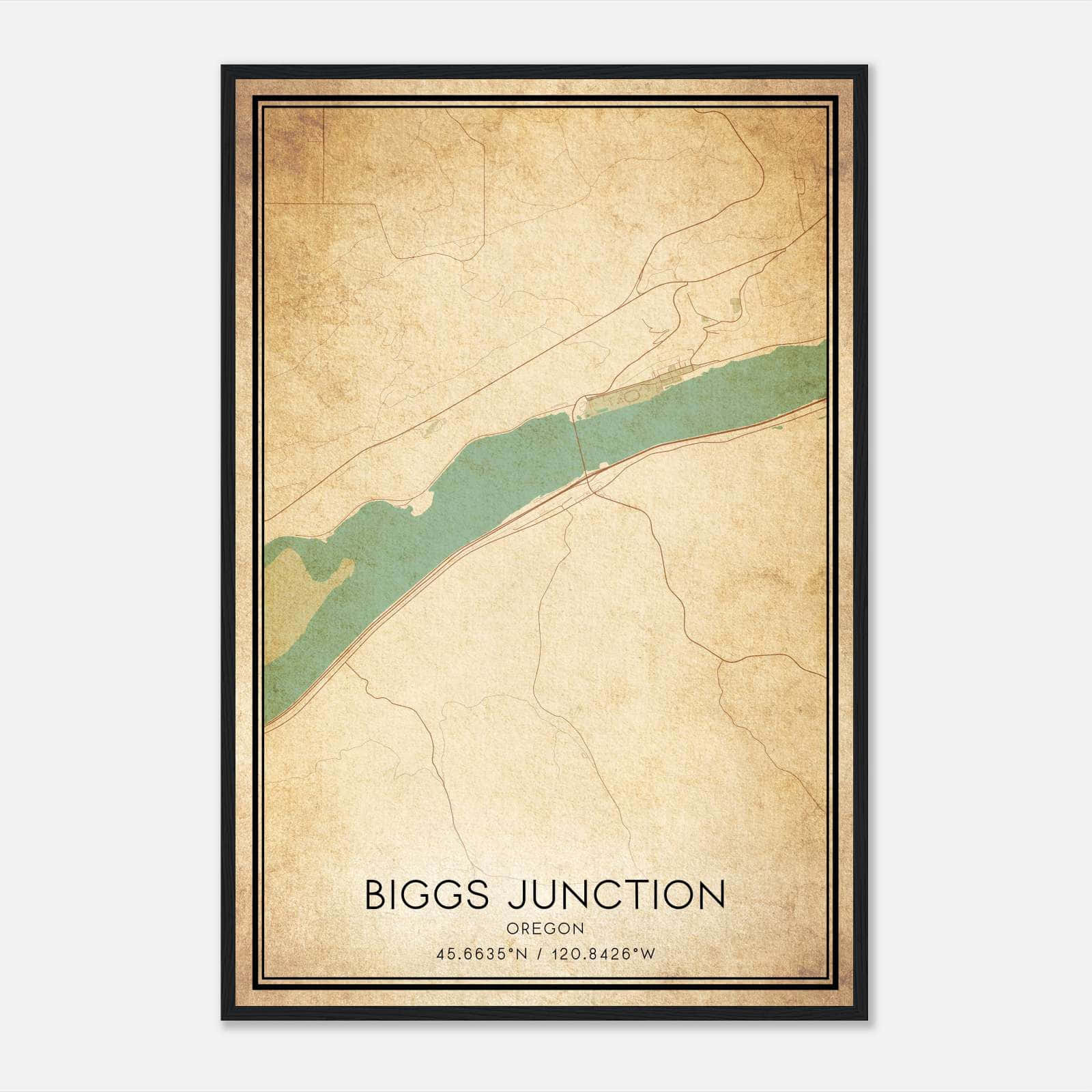 Vintage Biggs Junction Oregon Map Poster, Biggs Junction OR City Road Wall Art Print Vintage Biggs Junction Oregon Map Poster, Biggs Junction OR City Road Wall Art Print