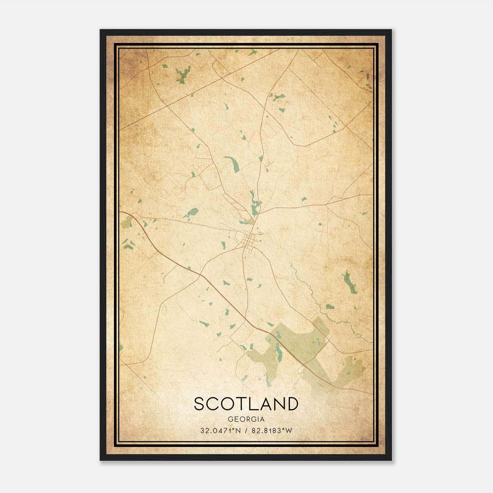 Vintage Scotland Georgia Map Poster, Scotland GA City Road Wall Art Print Vintage Scotland Georgia Map Poster, Scotland GA City Road Wall Art Print