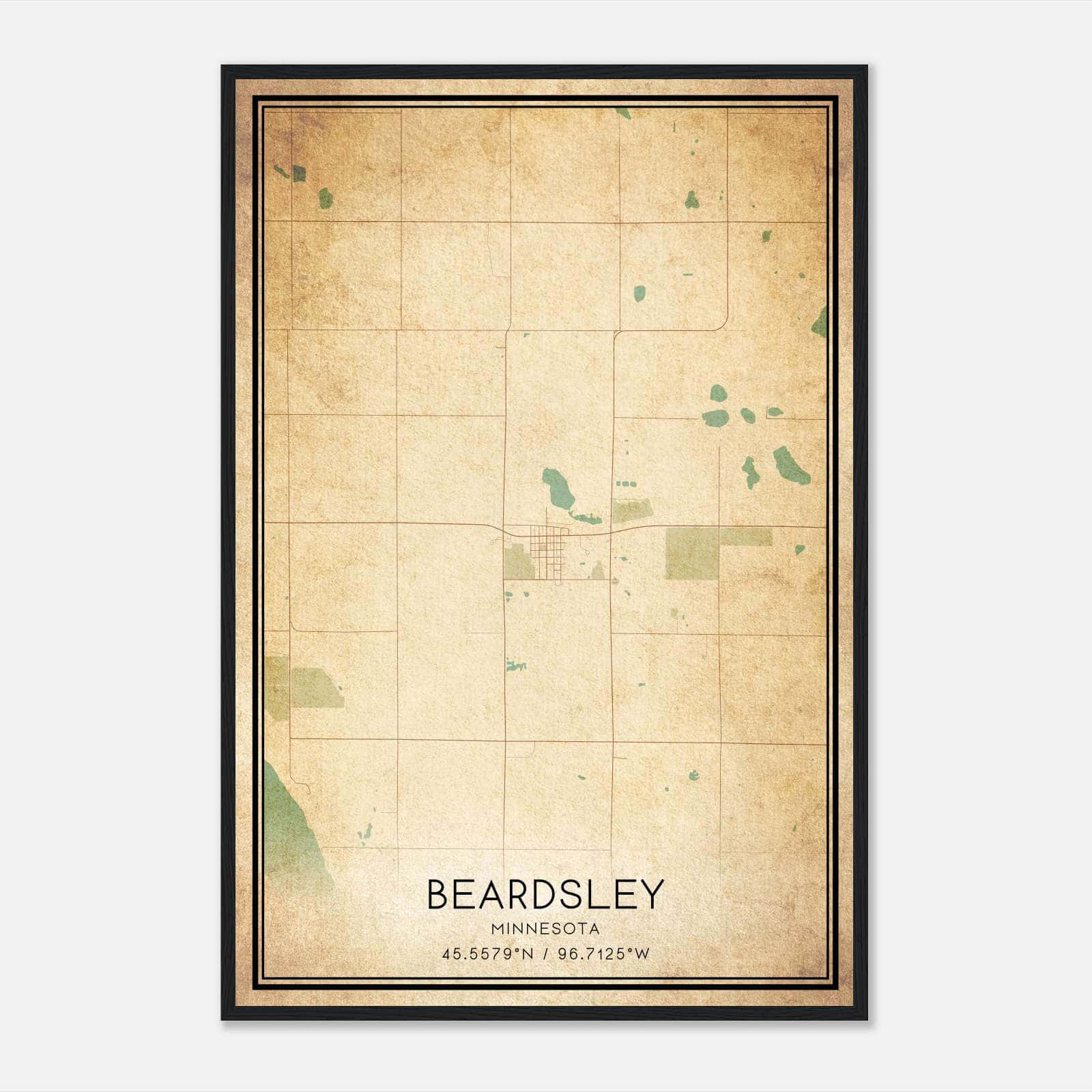 Vintage Beardsley Minnesota Map Poster, Beardsley MN City Road Wall Art Print Vintage Beardsley Minnesota Map Poster, Beardsley MN City Road Wall Art Print