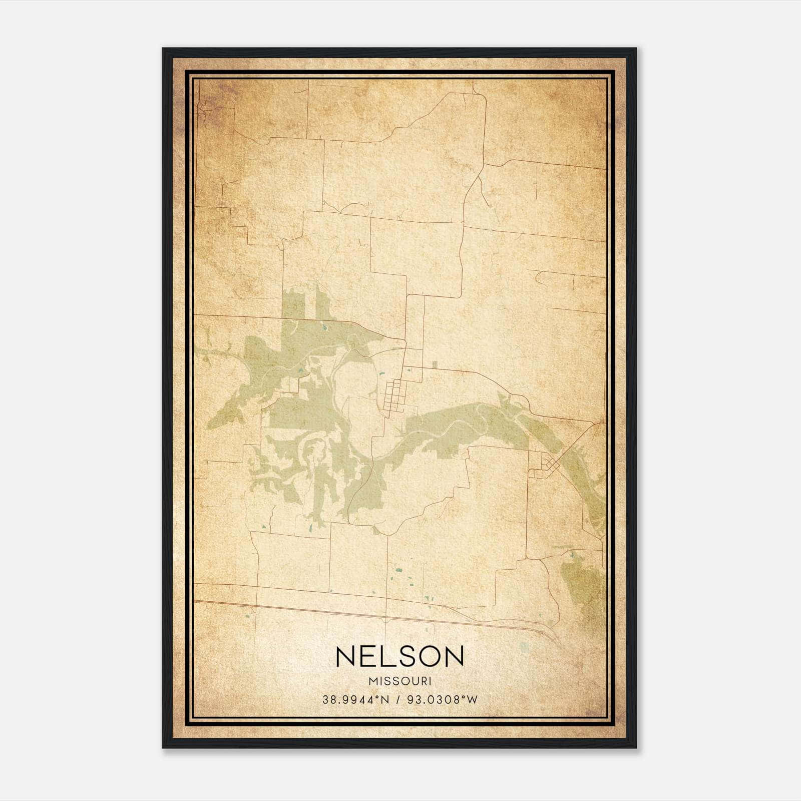 Vintage Nelson Missouri Map Poster, Nelson MO City Road Wall Art Print Vintage Nelson Missouri Map Poster, Nelson MO City Road Wall Art Print