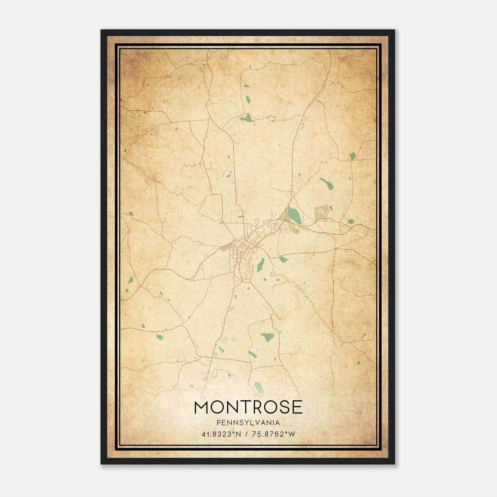 Vintage Montrose Pennsylvania Map Poster, Montrose PA City Road Wall Art Print Vintage Montrose Pennsylvania Map Poster, Montrose PA City Road Wall Art Print