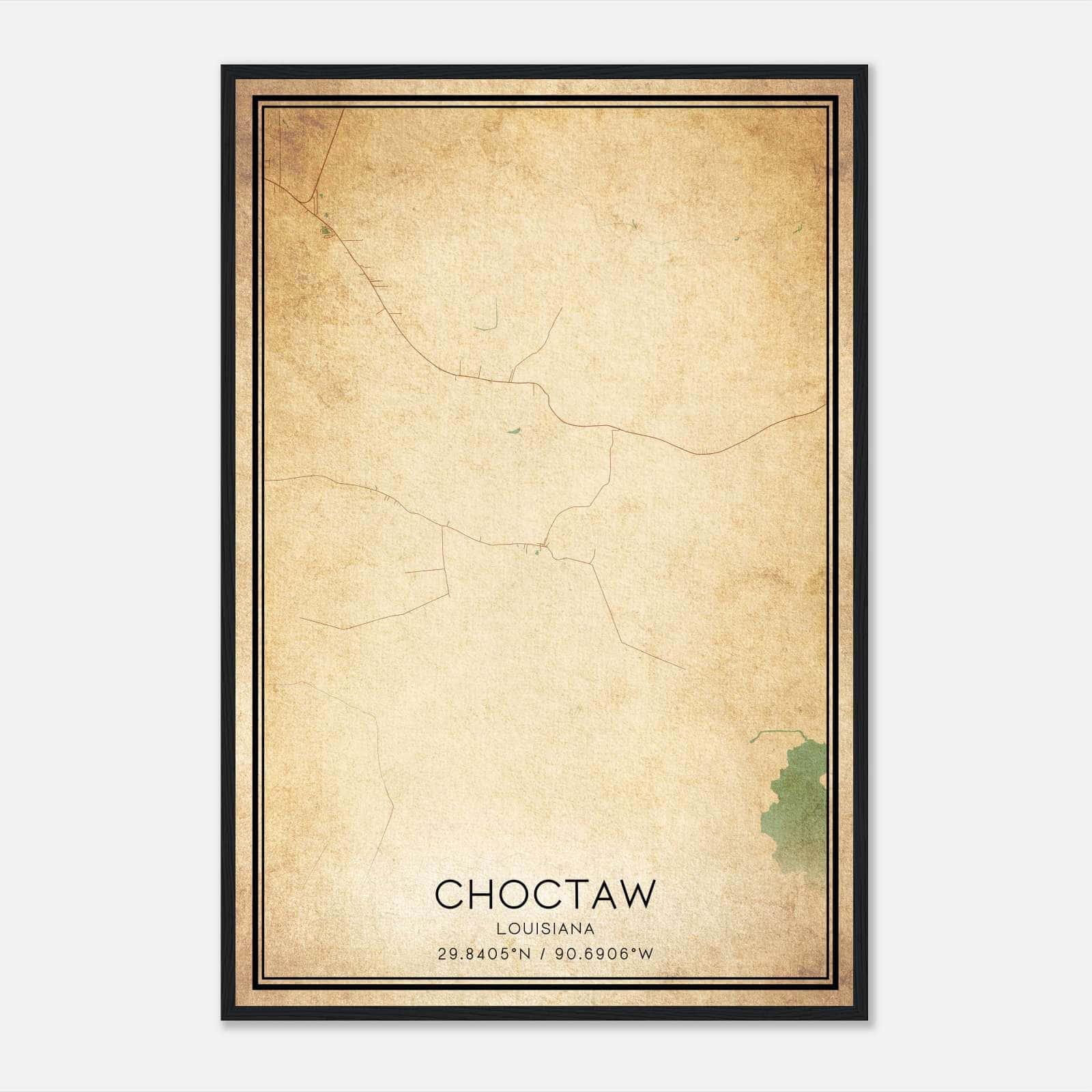 Vintage Choctaw Louisiana Map Poster, Choctaw LA City Road Wall Art Print Vintage Choctaw Louisiana Map Poster, Choctaw LA City Road Wall Art Print