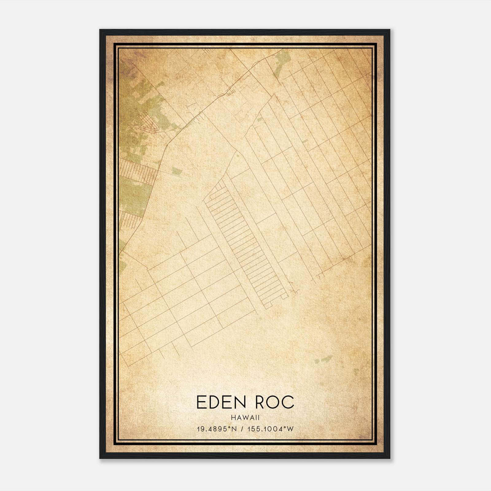 Vintage Eden Roc Hawaii Map Poster, Eden Roc HI City Road Wall Art Print Vintage Eden Roc Hawaii Map Poster, Eden Roc HI City Road Wall Art Print