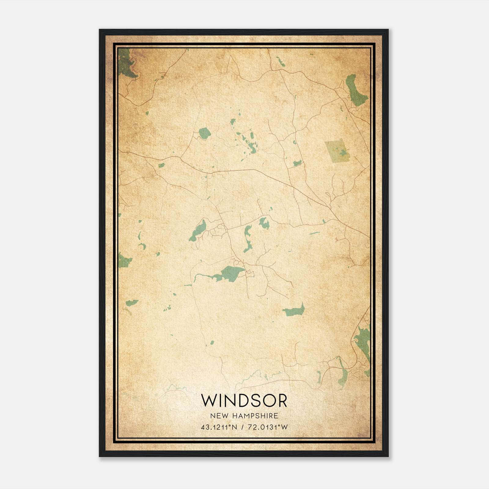 Vintage Windsor New Hampshire Map Poster, Windsor NH City Road Wall Art Print Vintage Windsor New Hampshire Map Poster, Windsor NH City Road Wall Art Print