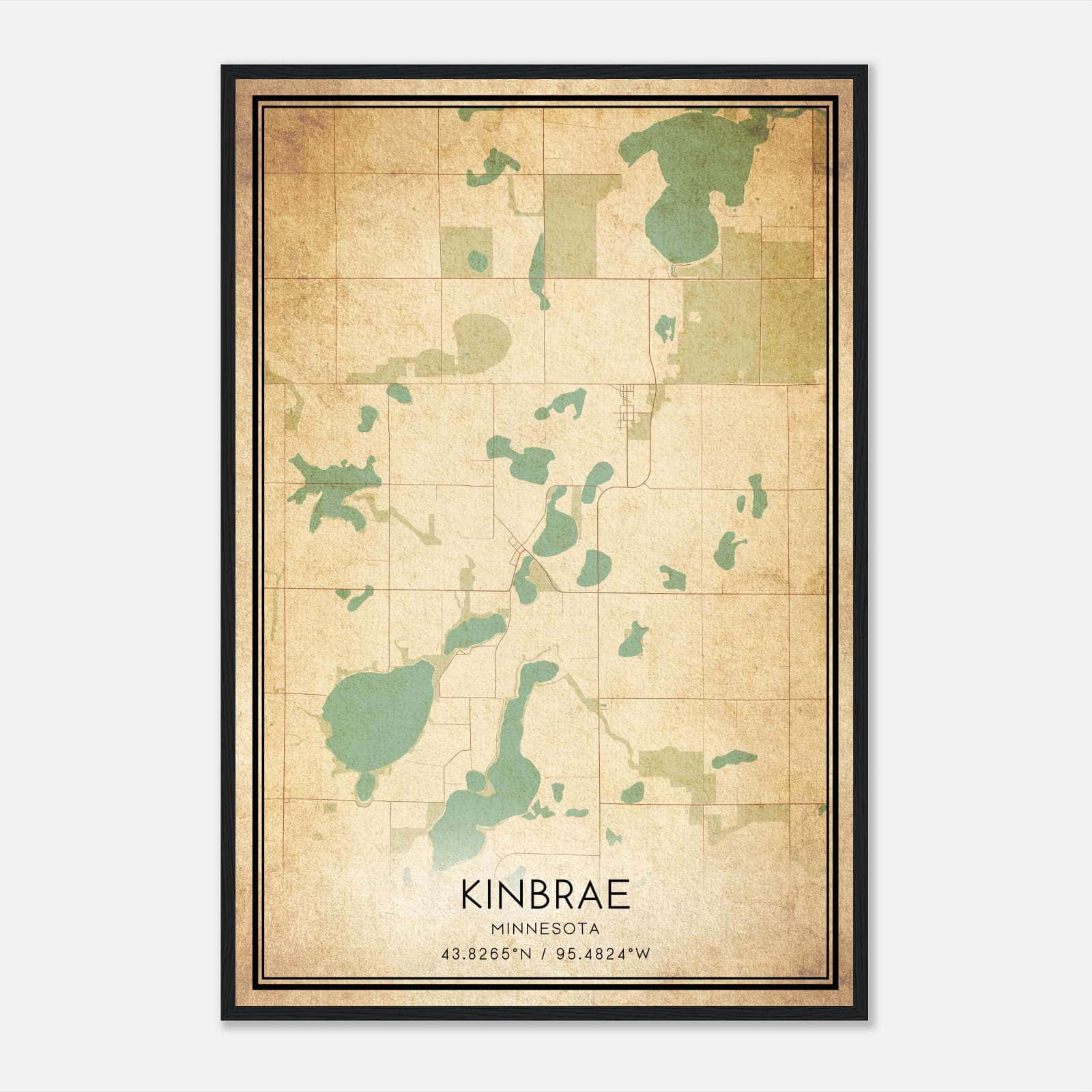 Vintage Kinbrae Minnesota Map Poster, Kinbrae MN City Road Wall Art Print Vintage Kinbrae Minnesota Map Poster, Kinbrae MN City Road Wall Art Print