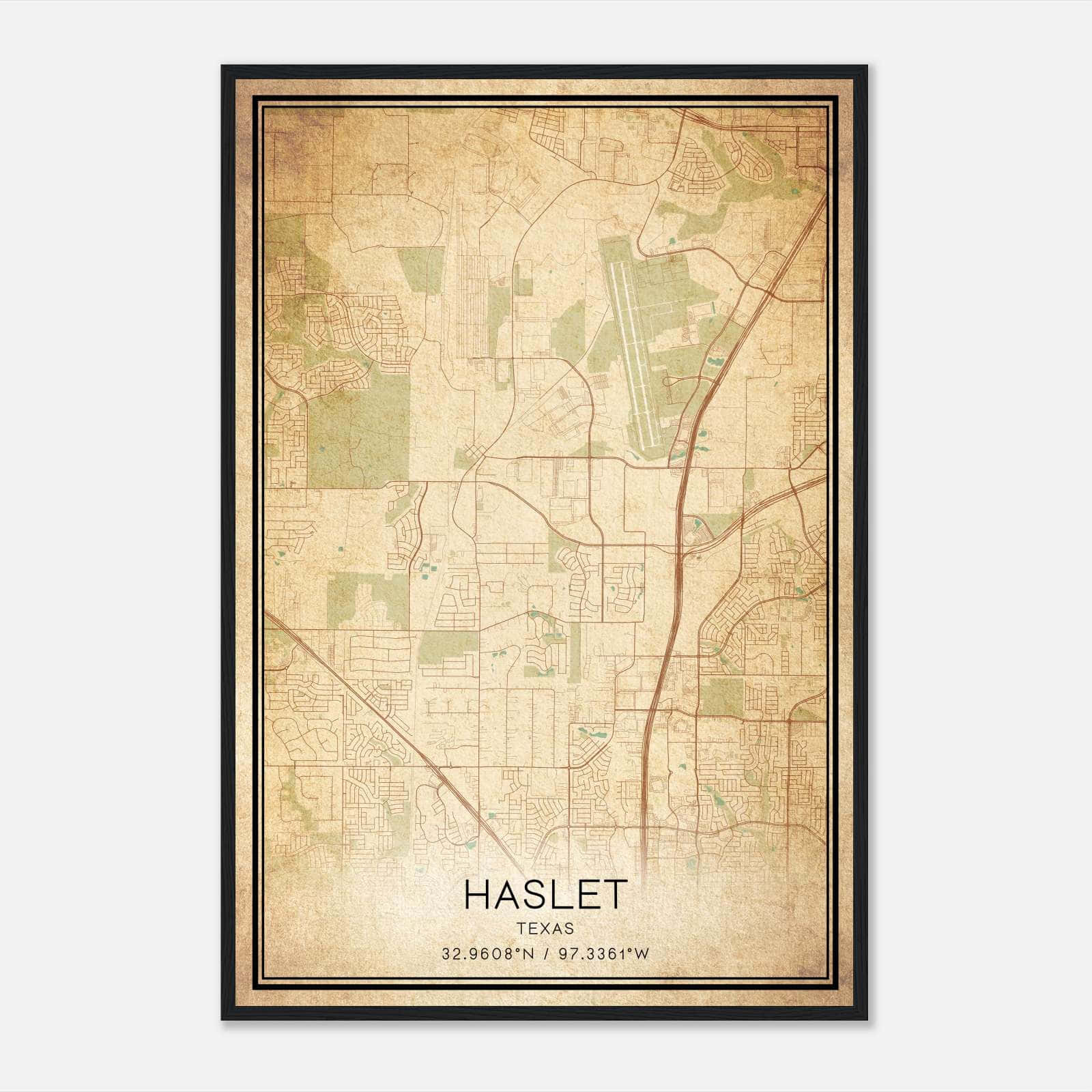 Vintage Haslet Texas Map Poster, Haslet TX City Road Wall Art Print Vintage Haslet Texas Map Poster, Haslet TX City Road Wall Art Print