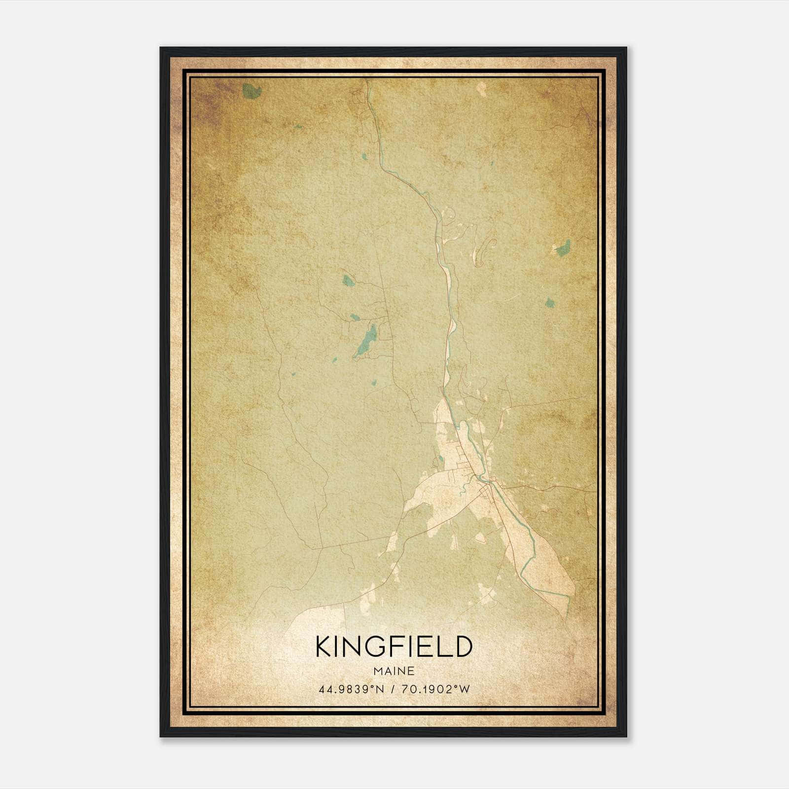 Vintage Kingfield Maine Map Poster, Kingfield ME City Road Wall Art Print Vintage Kingfield Maine Map Poster, Kingfield ME City Road Wall Art Print