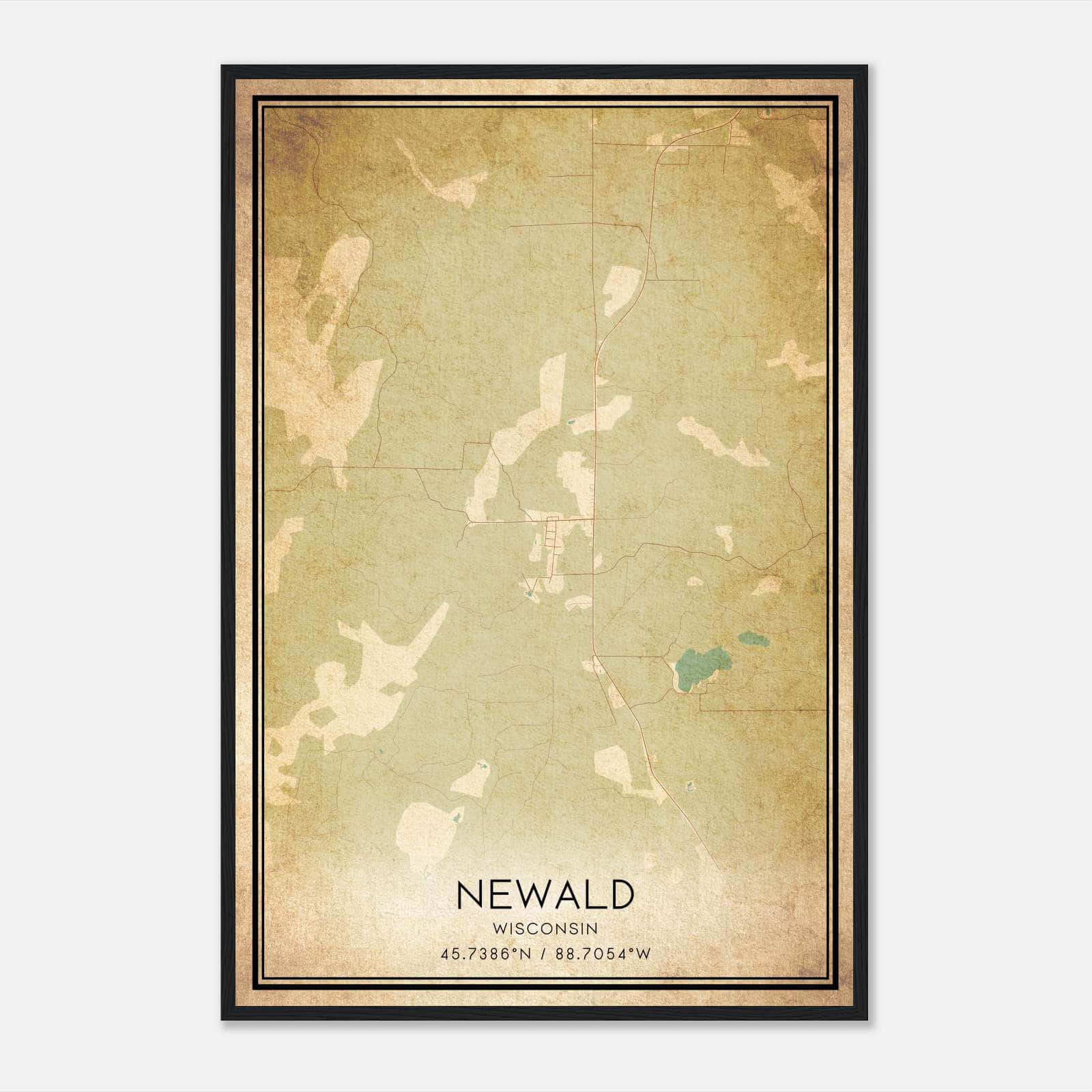 Vintage Newald Wisconsin Map Poster, Newald WI City Road Wall Art Print Vintage Newald Wisconsin Map Poster, Newald WI City Road Wall Art Print