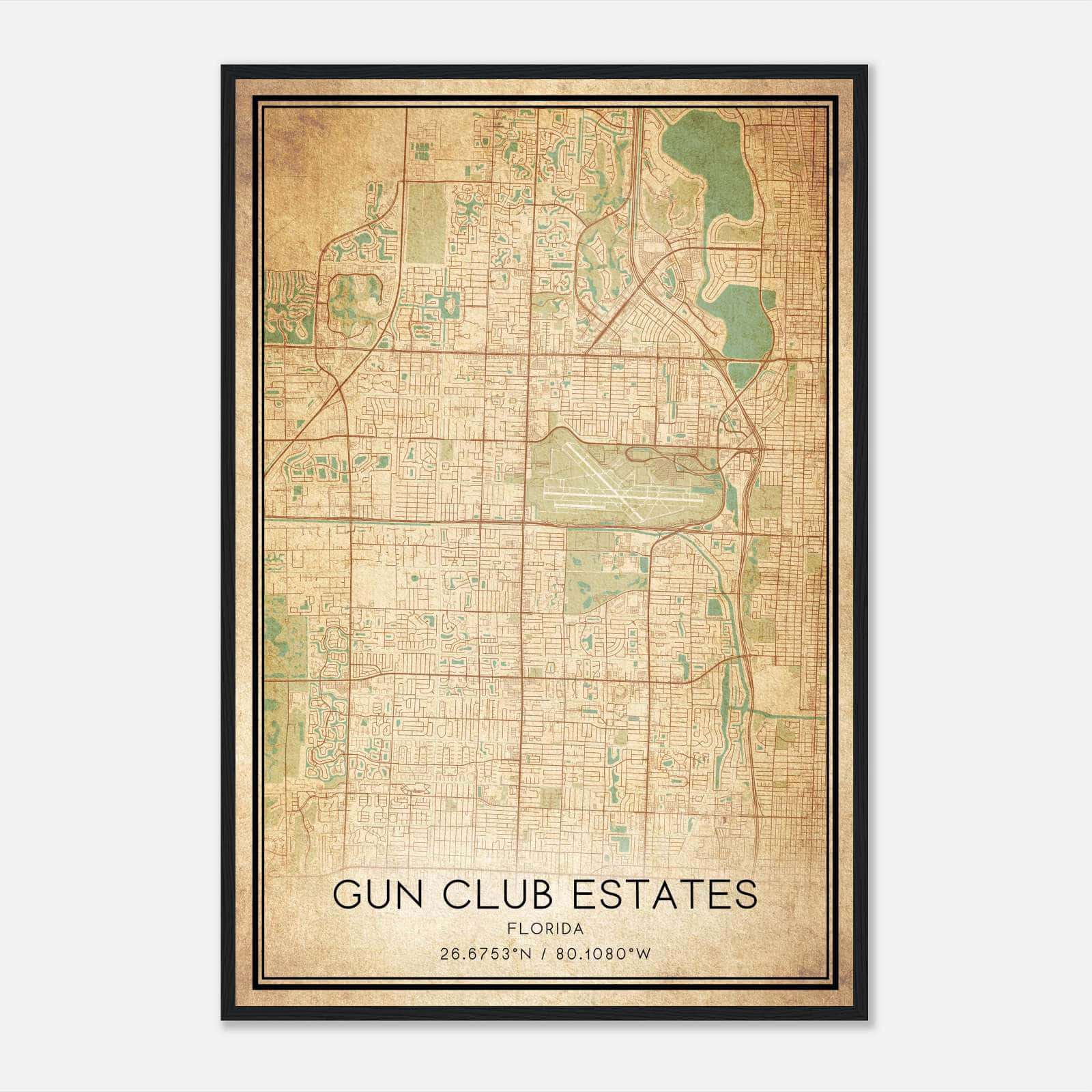 Vintage Gun Club Estates Florida Map Poster, Gun Club Estates FL City Road Wall Art Print Vintage Gun Club Estates Florida Map Poster, Gun Club Estates FL City Road Wall Art Print