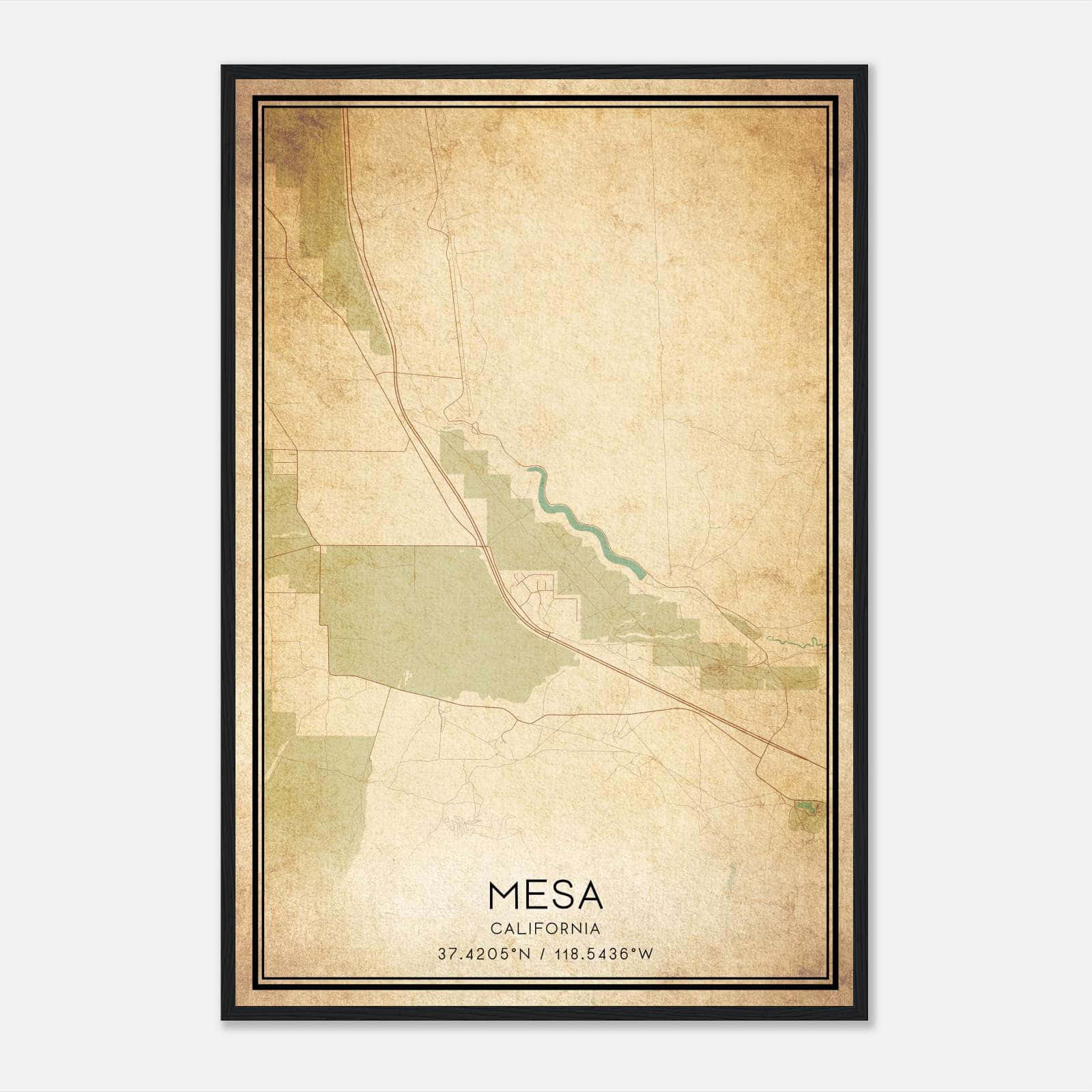 Vintage Mesa California Map Poster, Mesa CA City Road Wall Art Print Vintage Mesa California Map Poster, Mesa CA City Road Wall Art Print