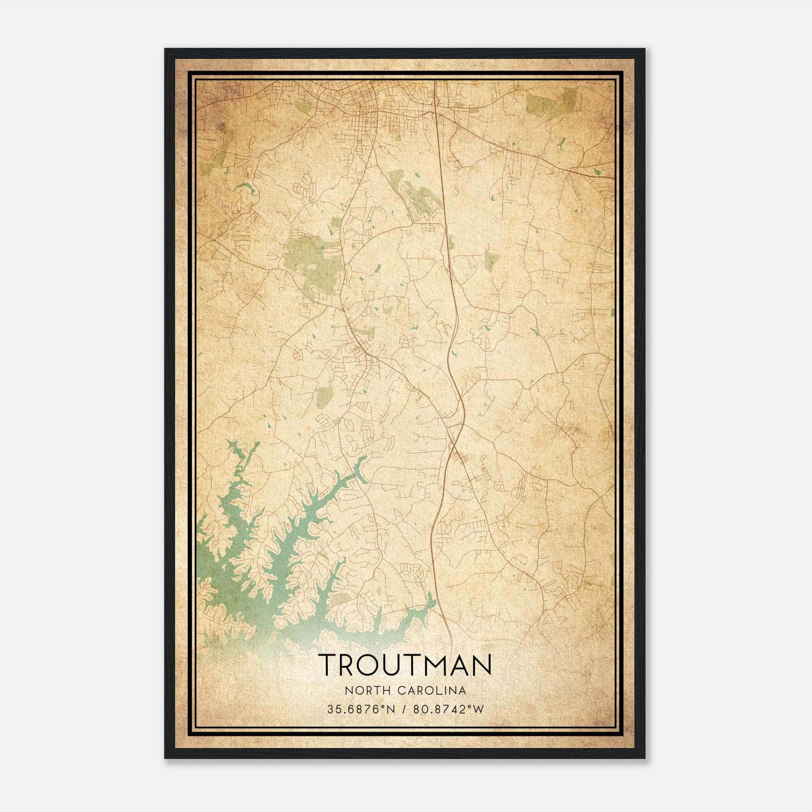 Vintage Troutman North Carolina Map Poster, Troutman NC City Road Wall Art Print Vintage Troutman North Carolina Map Poster, Troutman NC City Road Wall Art Print