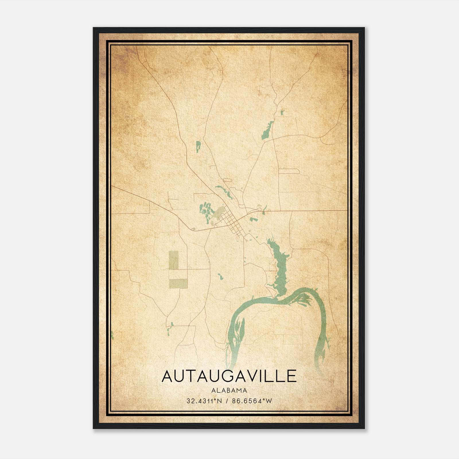 Vintage Autaugaville Alabama Map Poster, Autaugaville AL City Road Wall Art Print Vintage Autaugaville Alabama Map Poster, Autaugaville AL City Road Wall Art Print