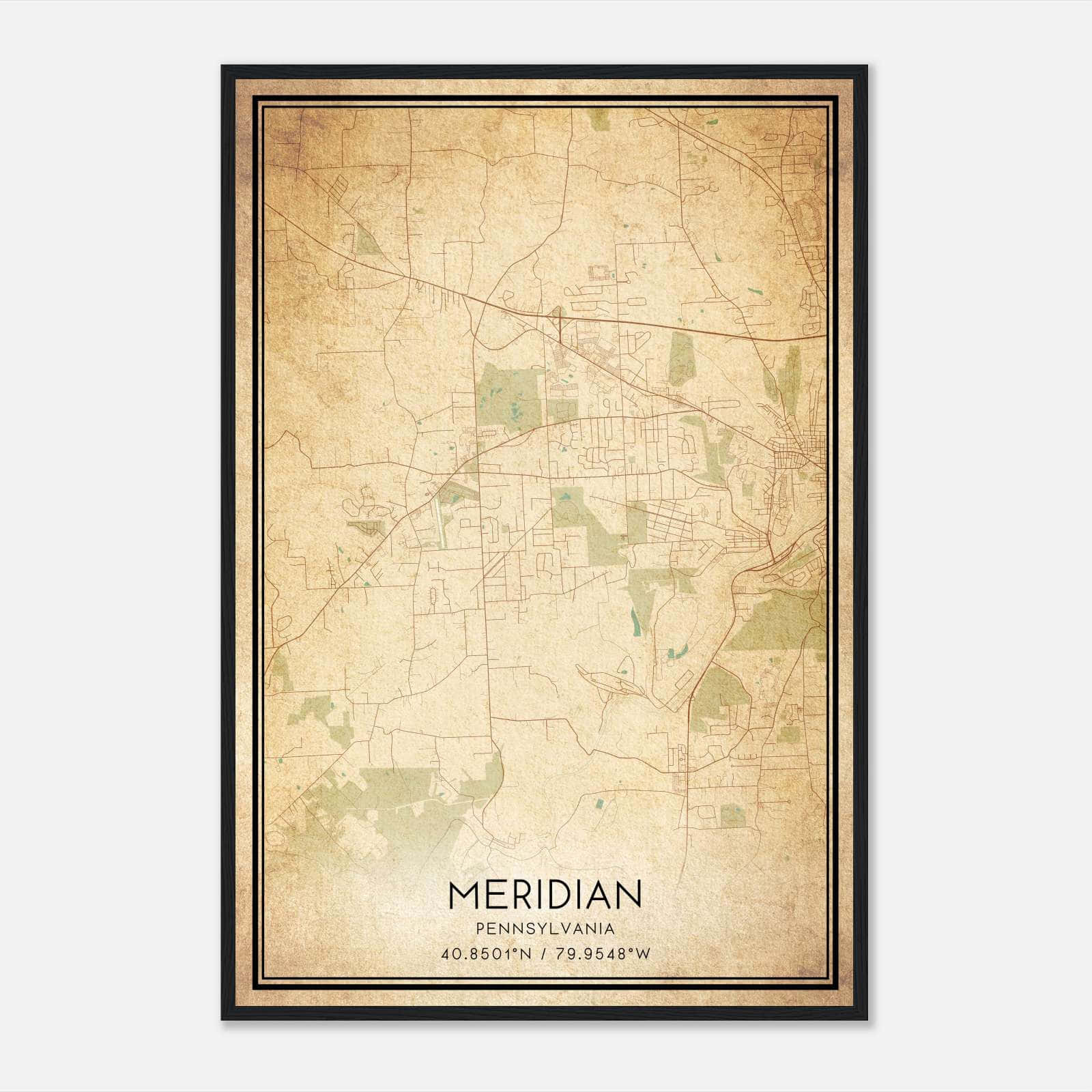 Vintage Meridian Pennsylvania Map Poster, Meridian PA City Road Wall Art Print Vintage Meridian Pennsylvania Map Poster, Meridian PA City Road Wall Art Print