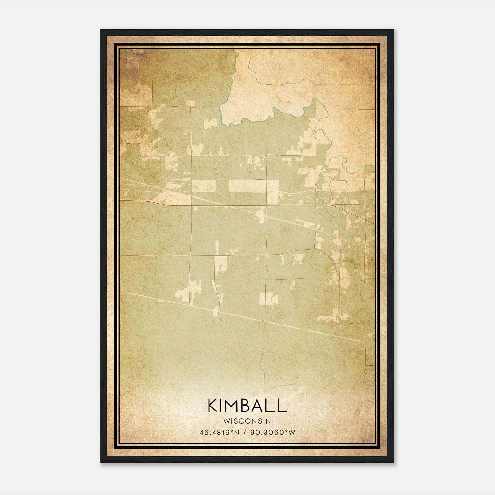 Vintage Kimball Wisconsin Map Poster, Kimball WI City Road Wall Art Print Vintage Kimball Wisconsin Map Poster, Kimball WI City Road Wall Art Print