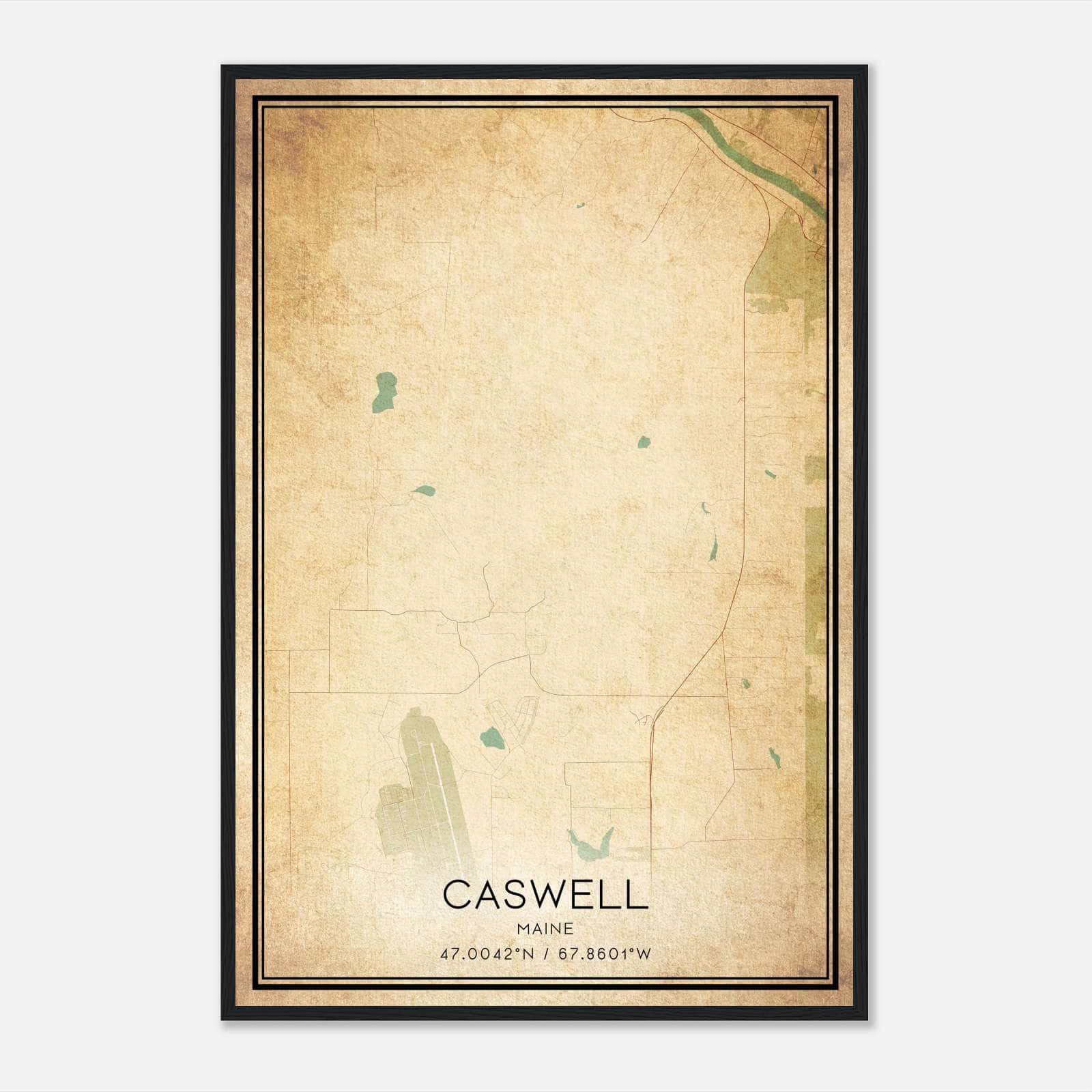 Vintage Caswell Maine Map Poster, Caswell ME City Road Wall Art Print Vintage Caswell Maine Map Poster, Caswell ME City Road Wall Art Print