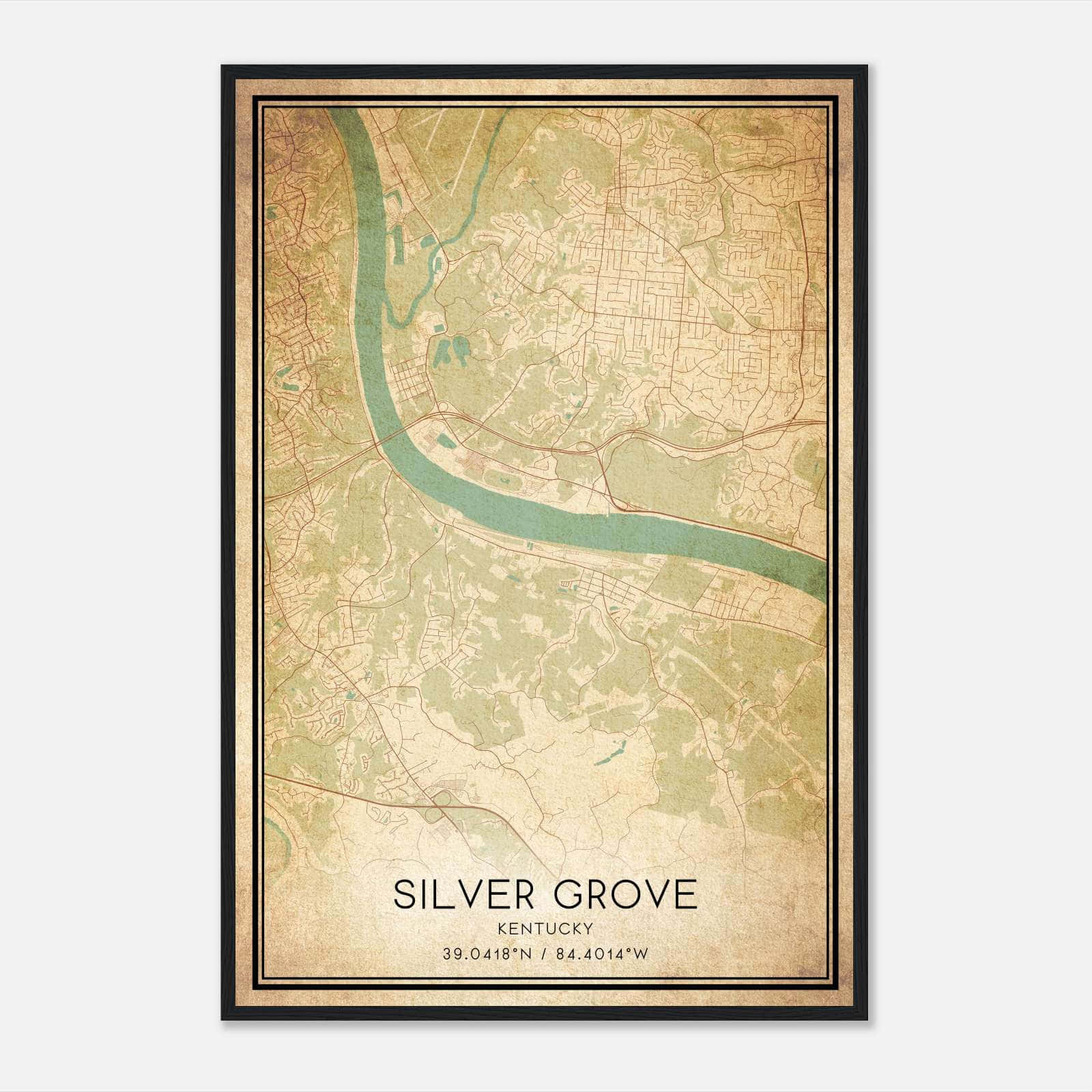 Vintage Silver Grove Kentucky Map Poster, Silver Grove KY City Road Wall Art Print Vintage Silver Grove Kentucky Map Poster, Silver Grove KY City Road Wall Art Print