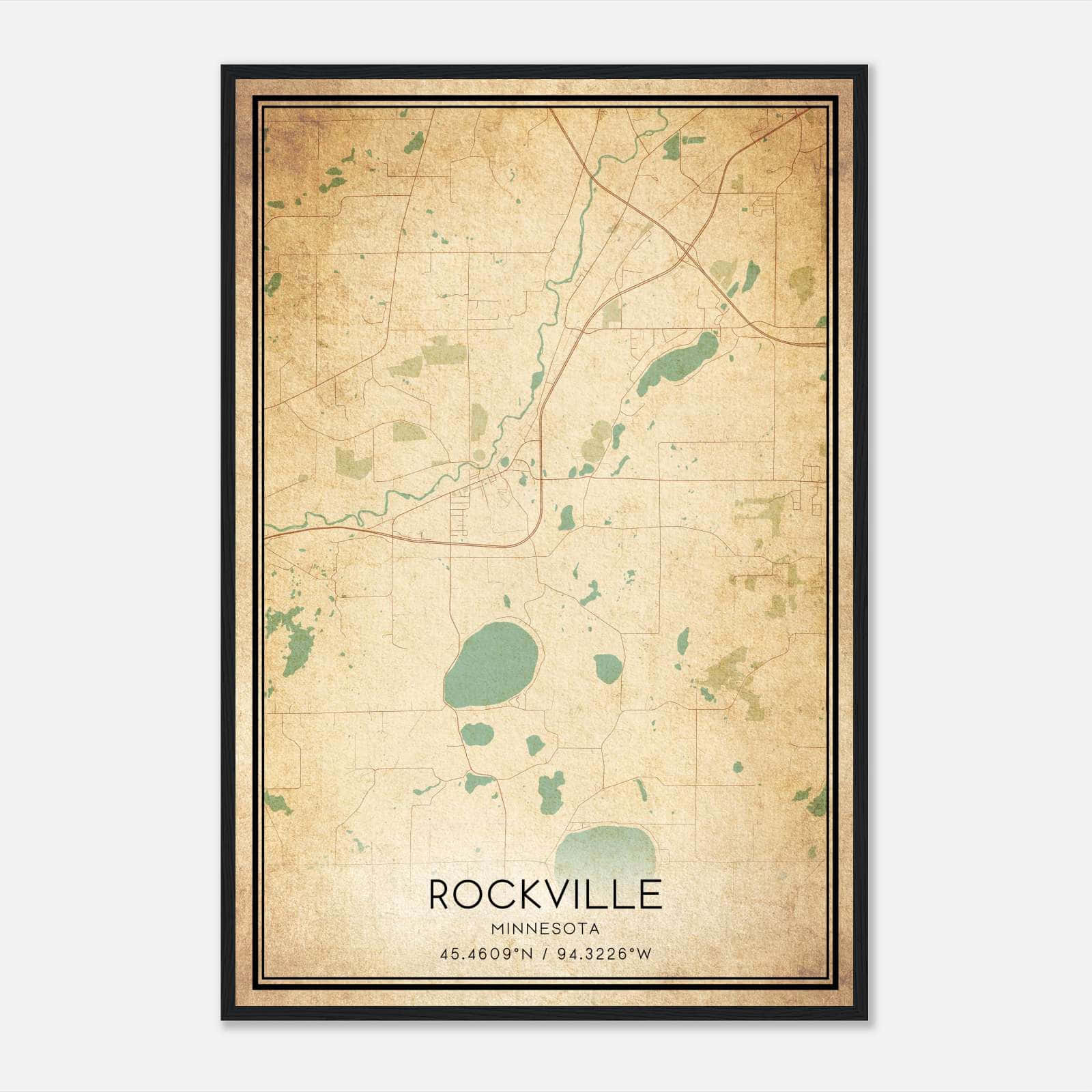 Vintage Rockville Minnesota Map Poster, Rockville MN City Road Wall Art Print Vintage Rockville Minnesota Map Poster, Rockville MN City Road Wall Art Print