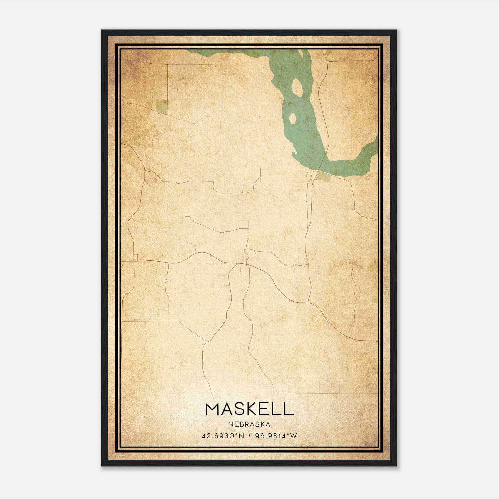 Vintage Maskell Nebraska Map Poster, Maskell NE City Road Wall Art Print Vintage Maskell Nebraska Map Poster, Maskell NE City Road Wall Art Print