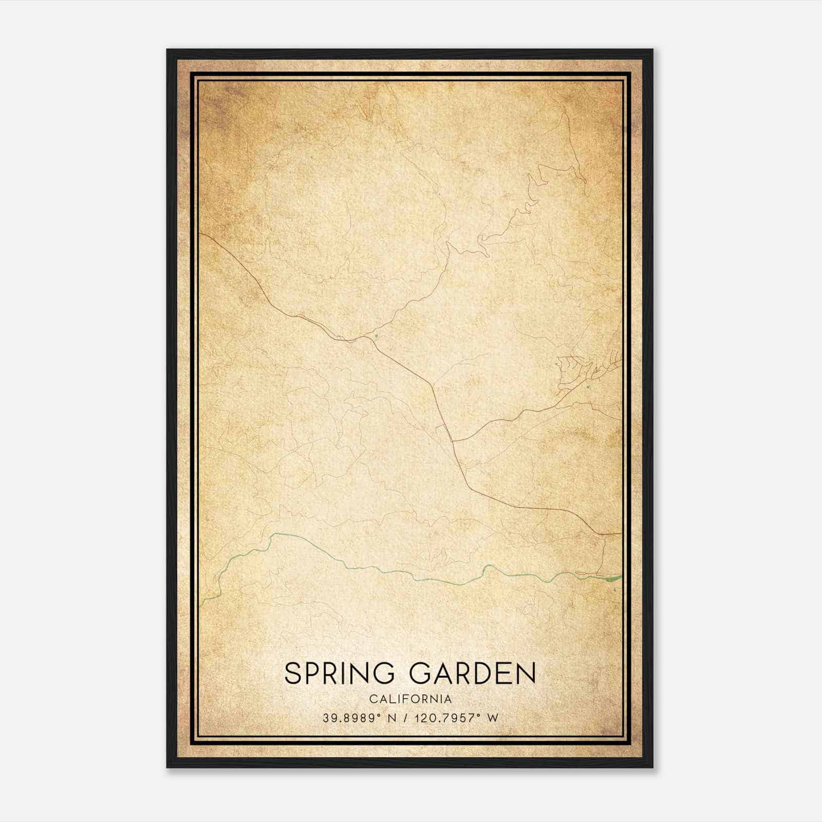 Vintage Spring Garden California Map Poster, Spring Garden CA City Road Wall Art Print Vintage Spring Garden California Map Poster, Spring Garden CA City Road Wall Art Print