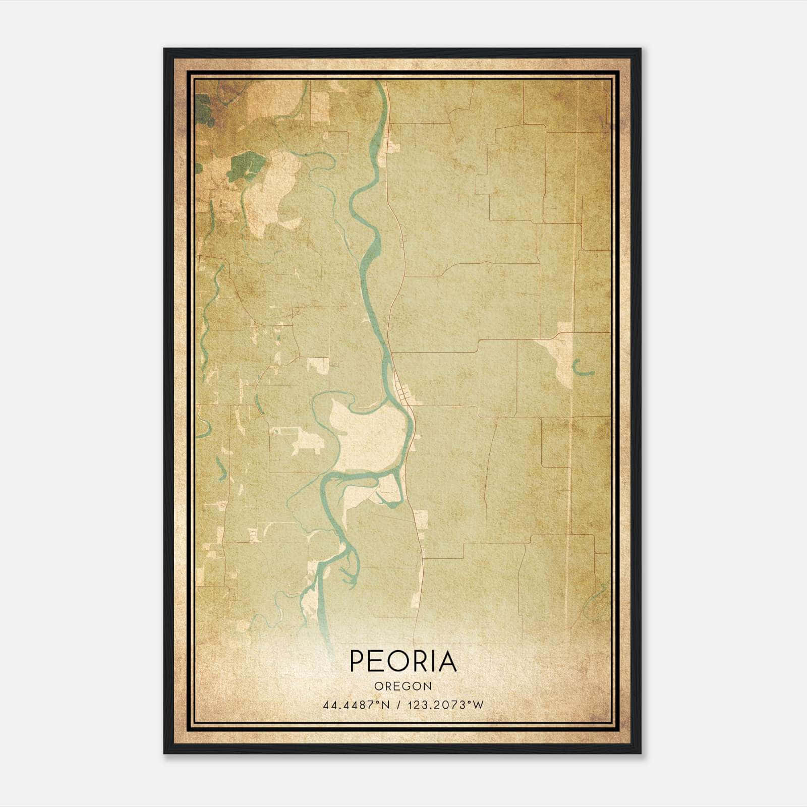 Vintage Peoria Oregon Map Poster, Peoria OR City Road Wall Art Print Vintage Peoria Oregon Map Poster, Peoria OR City Road Wall Art Print