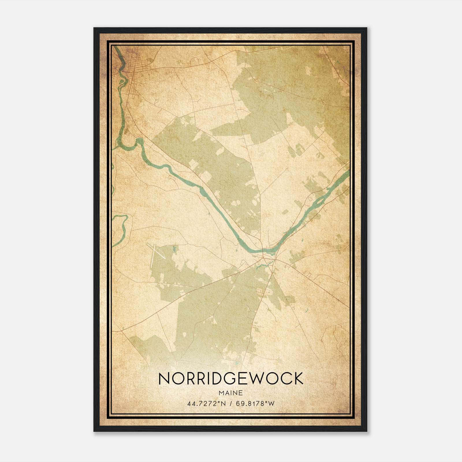 Vintage Norridgewock Maine Map Poster, Norridgewock ME City Road Wall Art Print Vintage Norridgewock Maine Map Poster, Norridgewock ME City Road Wall Art Print
