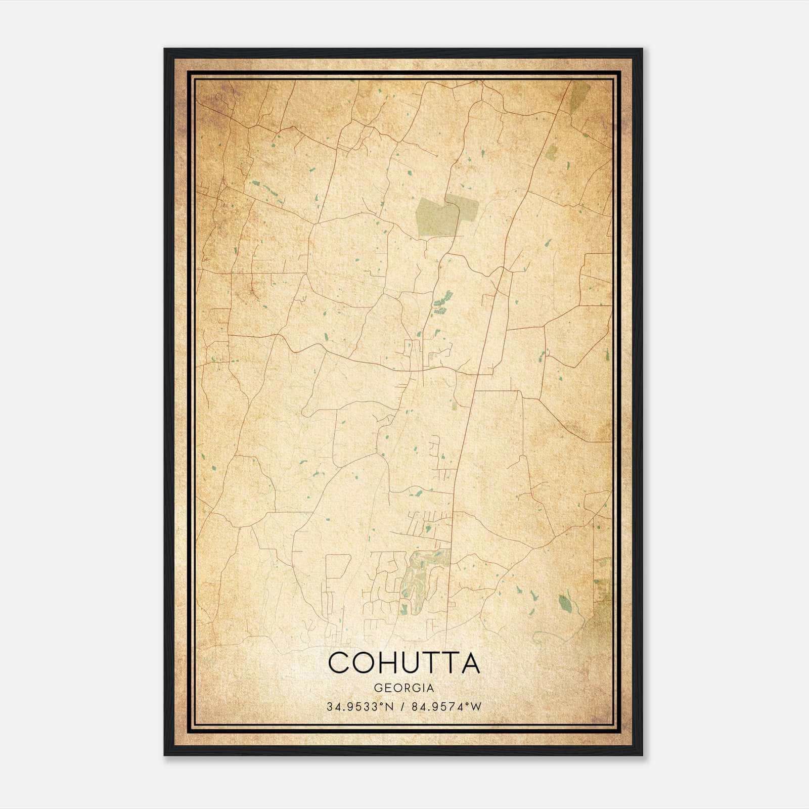 Vintage Cohutta Georgia Map Poster, Cohutta GA City Road Wall Art Print Vintage Cohutta Georgia Map Poster, Cohutta GA City Road Wall Art Print