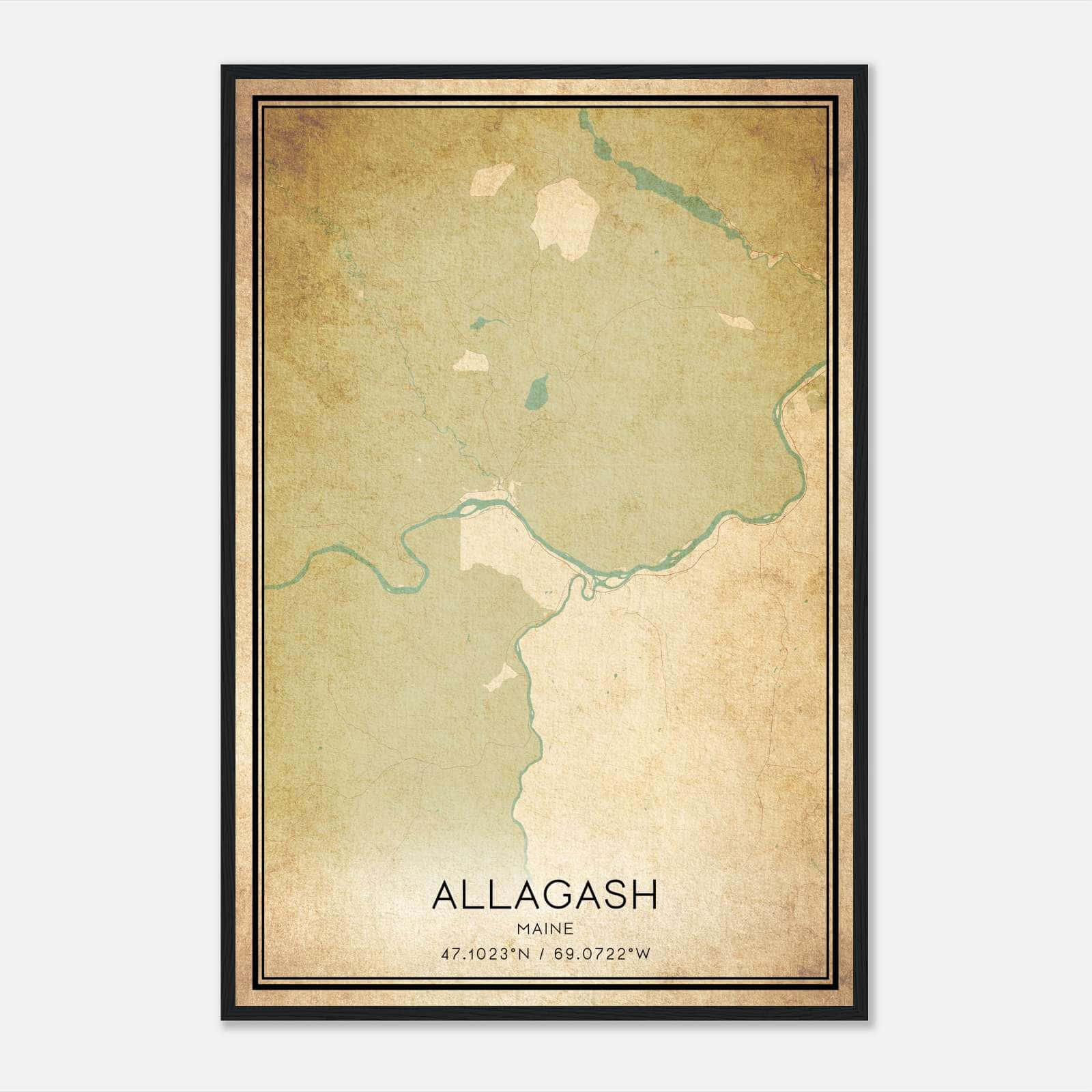 Vintage Allagash Maine Map Poster, Allagash ME City Road Wall Art Print Vintage Allagash Maine Map Poster, Allagash ME City Road Wall Art Print