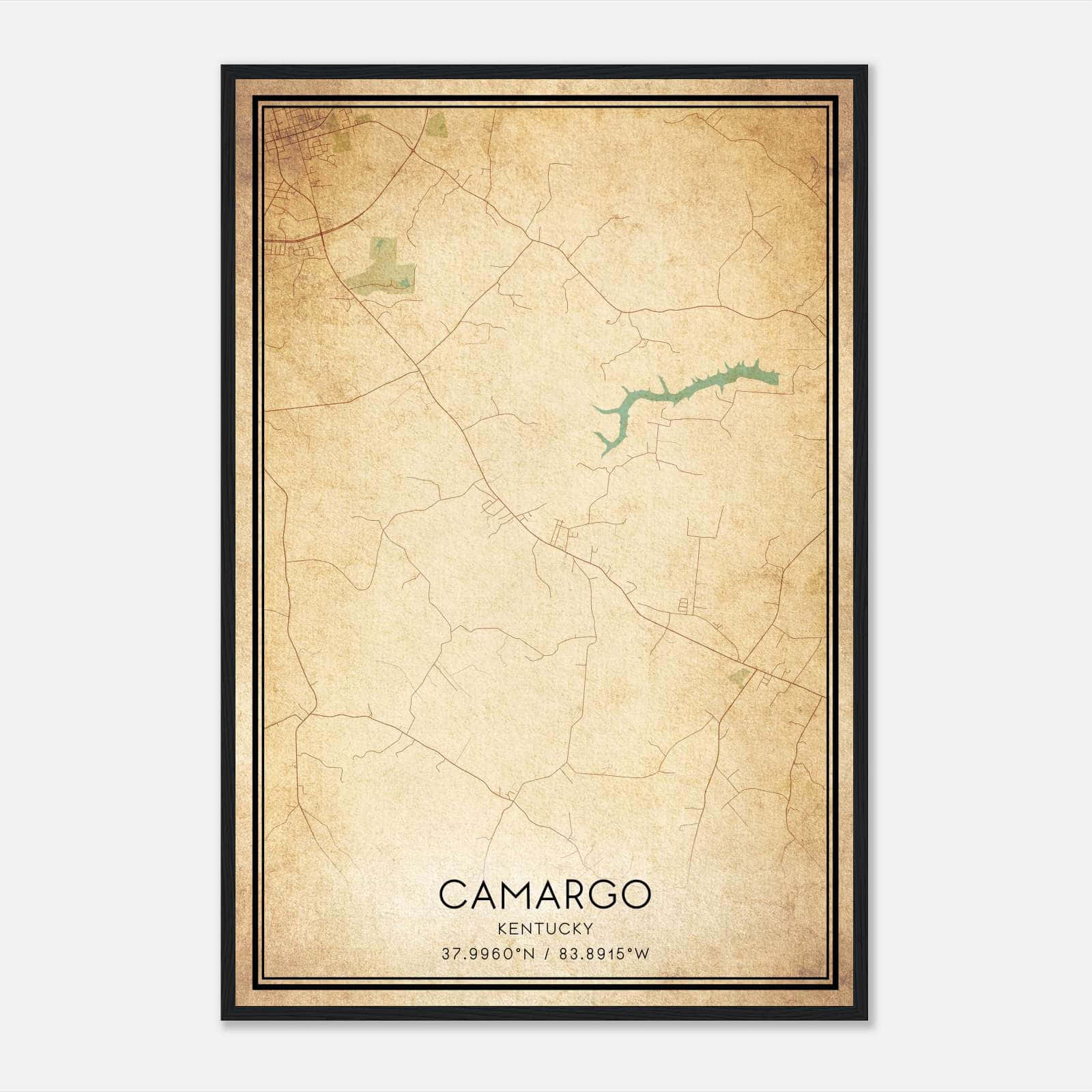 Vintage Camargo Kentucky Map Poster, Camargo KY City Road Wall Art Print Vintage Camargo Kentucky Map Poster, Camargo KY City Road Wall Art Print