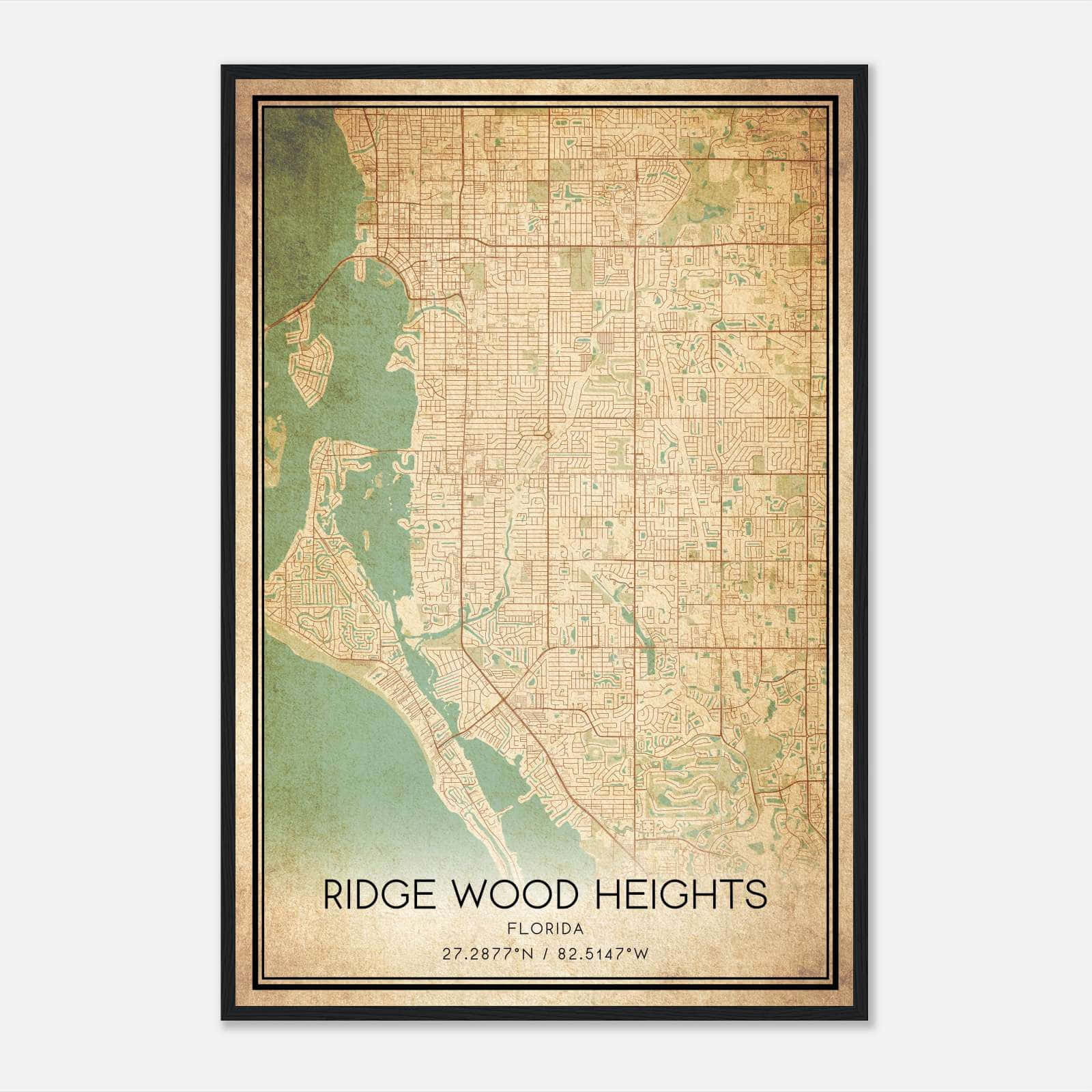 Vintage Ridge Wood Heights Florida Map Poster, Ridge Wood Heights FL City Road Wall Art Print Vintage Ridge Wood Heights Florida Map Poster, Ridge Wood Heights FL City Road Wall Art Print