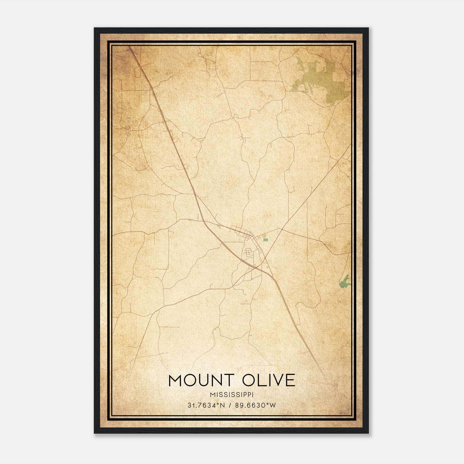 Vintage Mount Olive Mississippi Map Poster, Mount Olive MS City Road Wall Art Print Vintage Mount Olive Mississippi Map Poster, Mount Olive MS City Road Wall Art Print