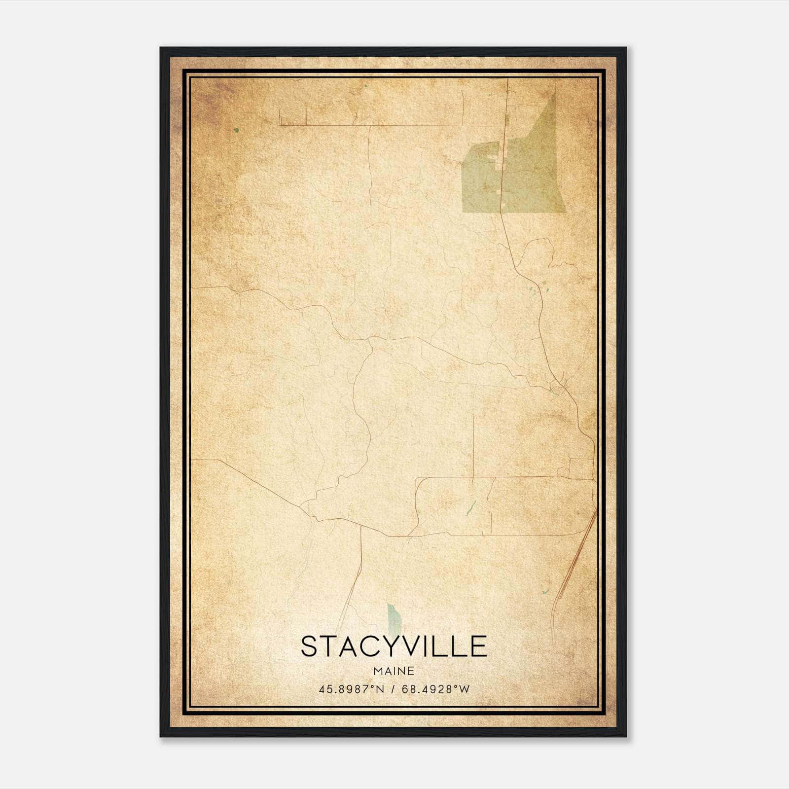 Vintage Stacyville Maine Map Poster, Stacyville ME City Road Wall Art Print Vintage Stacyville Maine Map Poster, Stacyville ME City Road Wall Art Print