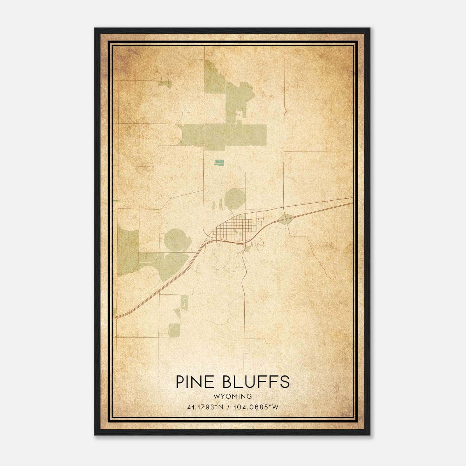 Vintage Pine Bluffs Wyoming Map Poster, Pine Bluffs WY City Road Wall Art Print Vintage Pine Bluffs Wyoming Map Poster, Pine Bluffs WY City Road Wall Art Print
