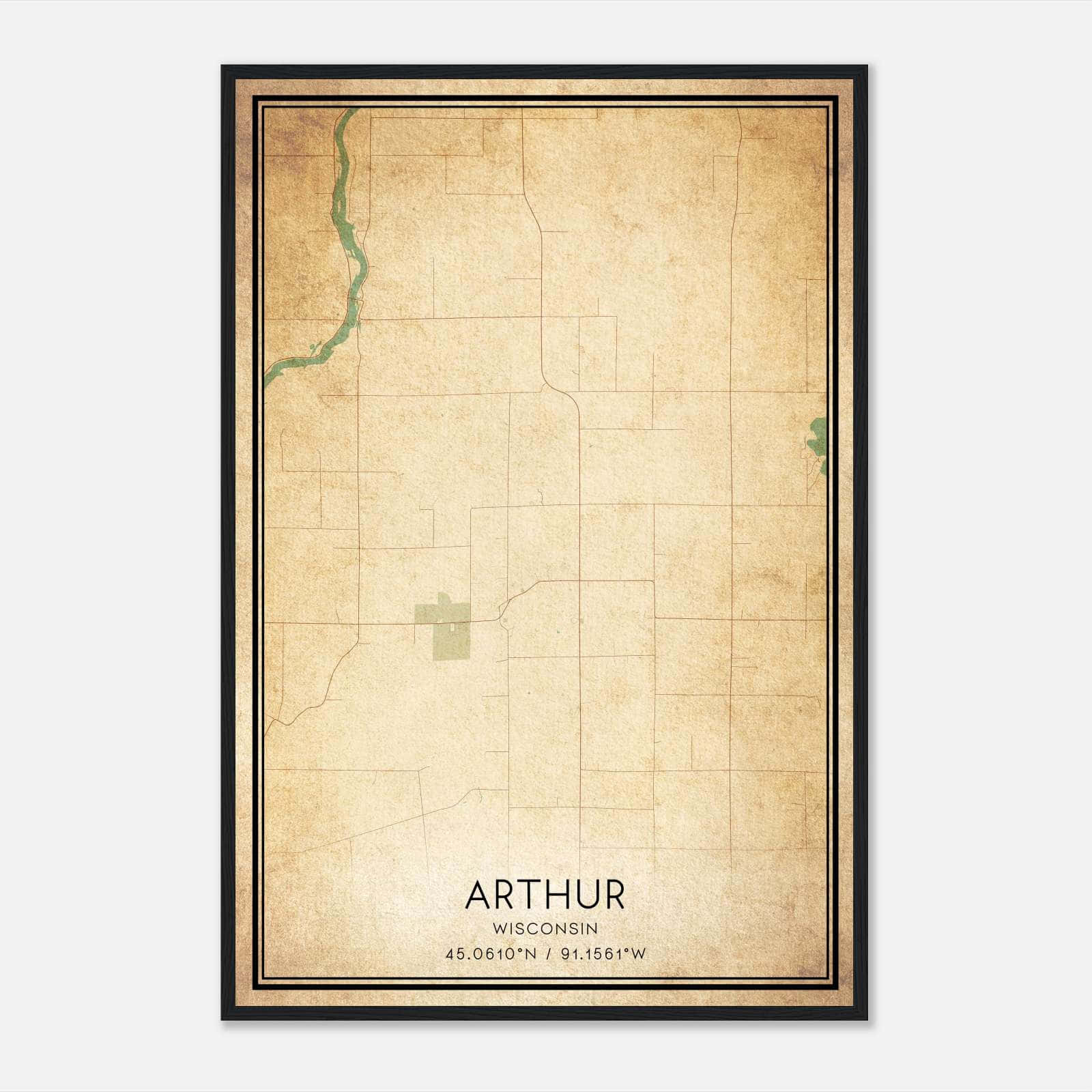 Vintage Arthur Wisconsin Map Poster, Arthur WI City Road Wall Art Print Vintage Arthur Wisconsin Map Poster, Arthur WI City Road Wall Art Print