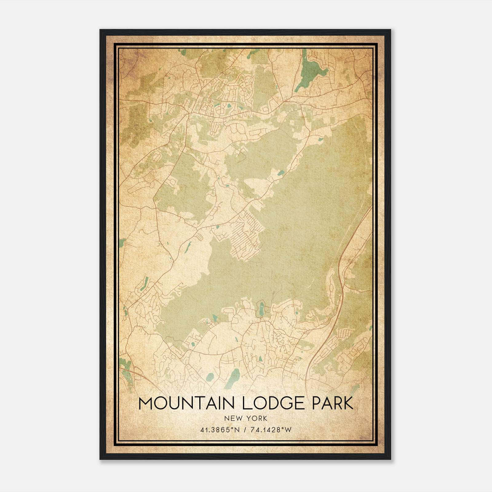Vintage Mountain Lodge Park New York Map Poster, Mountain Lodge Park NY City Road Wall Art Print Vintage Mountain Lodge Park New York Map Poster, Mountain Lodge Park NY City Road Wall Art Print
