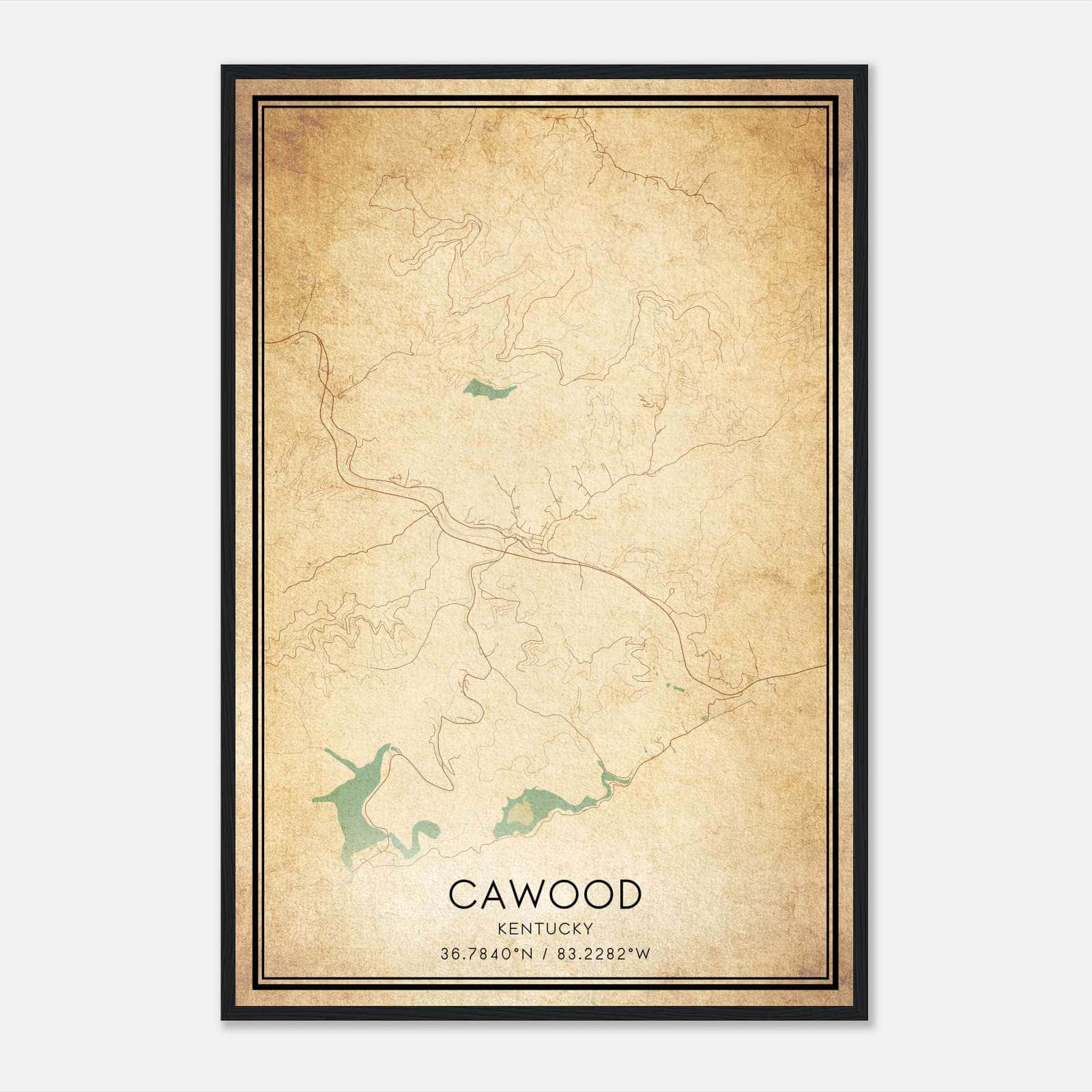 Vintage Cawood Kentucky Map Poster, Cawood KY City Road Wall Art Print Vintage Cawood Kentucky Map Poster, Cawood KY City Road Wall Art Print